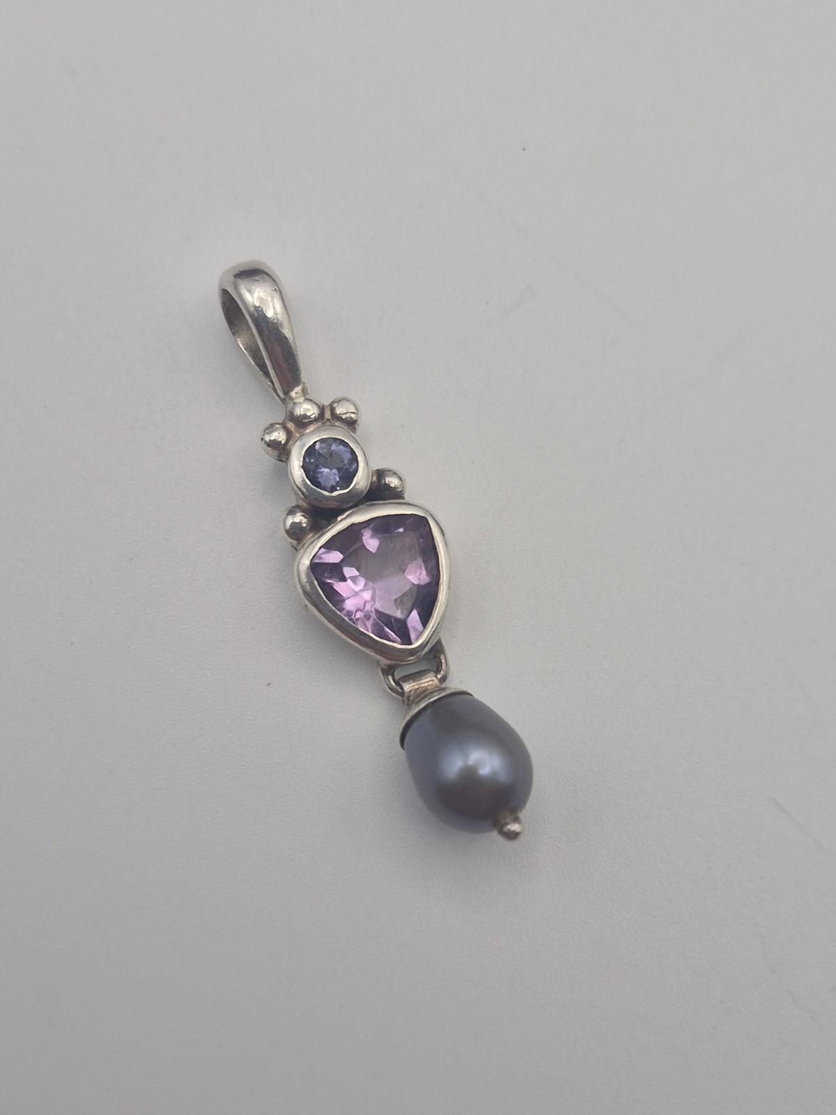 Vintage 925 Silver Amethyst Pendant P53 Vintage 925 Silver Amethyst Pendant P53