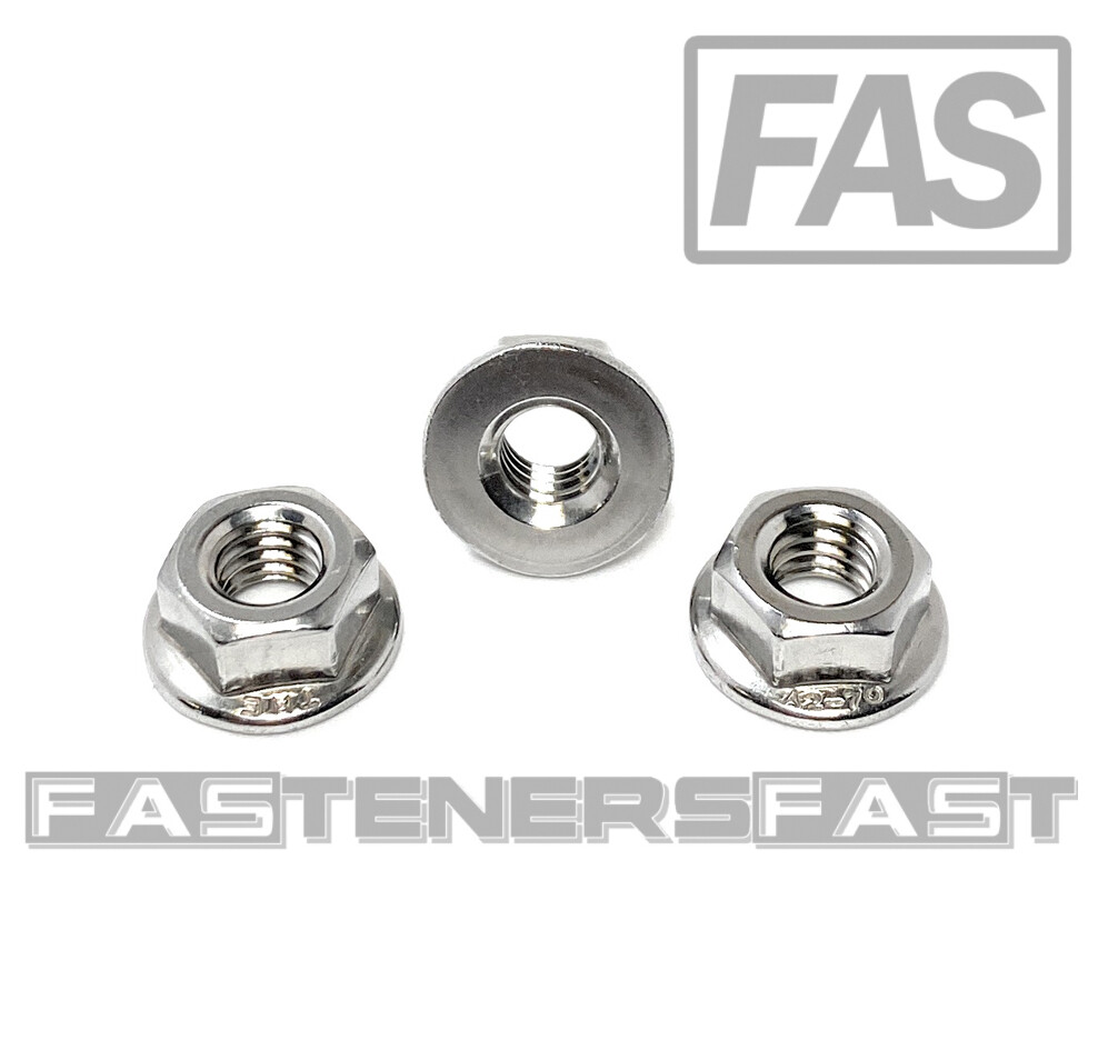 (25) M6 x 1.0 Stainless Steel Non-Serrated Flange Nuts DIN6923 Nuts M6-1.0 A2 (25) M6 x 1.0 Stainless Steel Non-Serrated Flange Nuts DIN6923 Nuts M6-1.0 A2