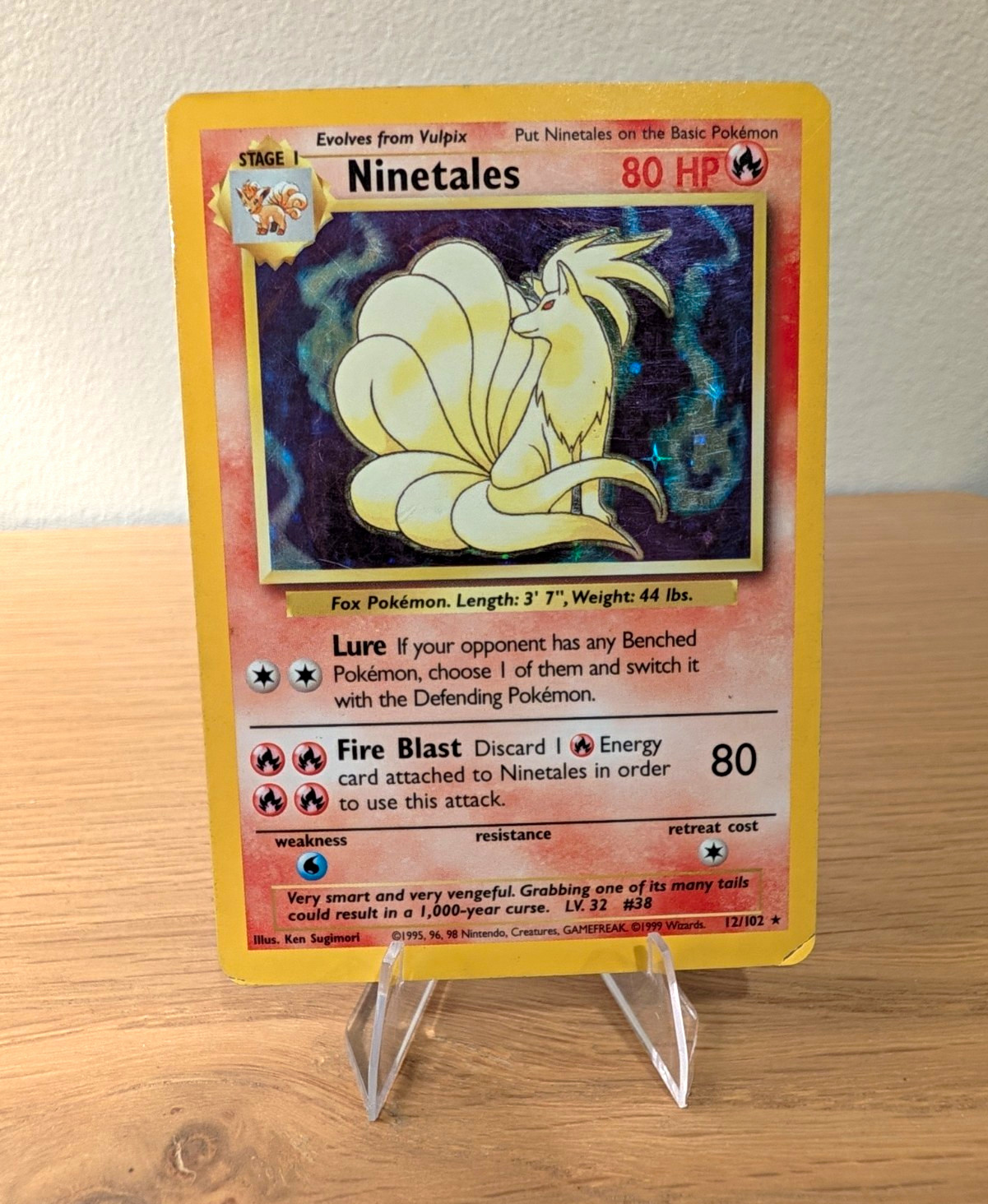Pokemon TCG Ninetales 12/102 Base Set Holo Rare EN 1999 WotC 80 HP Stage 1 Pokemon TCG Ninetales 12/102 Base Set Holo Rare EN 1999 WotC 80 HP Stage 1