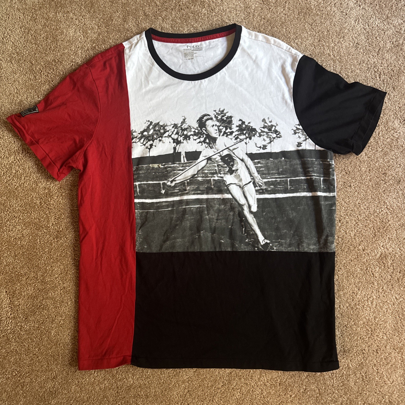 ***Vintage 1992 Polo Ralph Lauren Stadium Javelin T-Shirt Performance Size L***