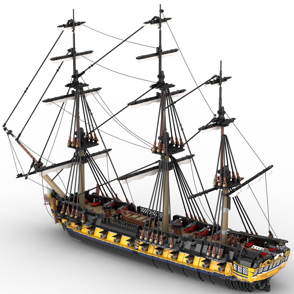 HMS Romulus 44-Gun Frigate Ship MOC Model Building Blocks British Boat Set