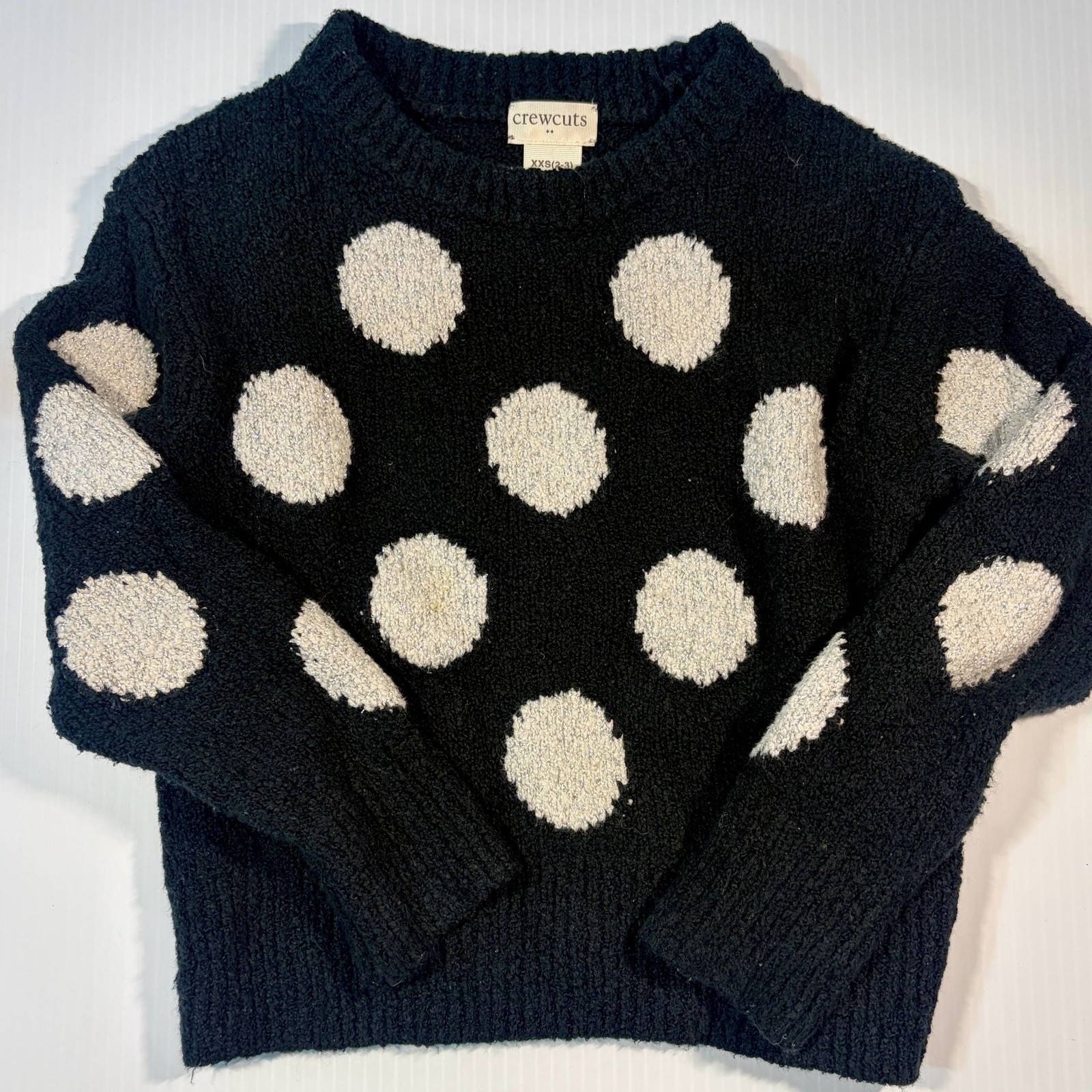 crewcuts by J.Crew Girls Black and Cream Polka Dot Knit Pullover Sweater crewcuts by J.Crew Girls Black and Cream Polka Dot Knit Pullover Sweater