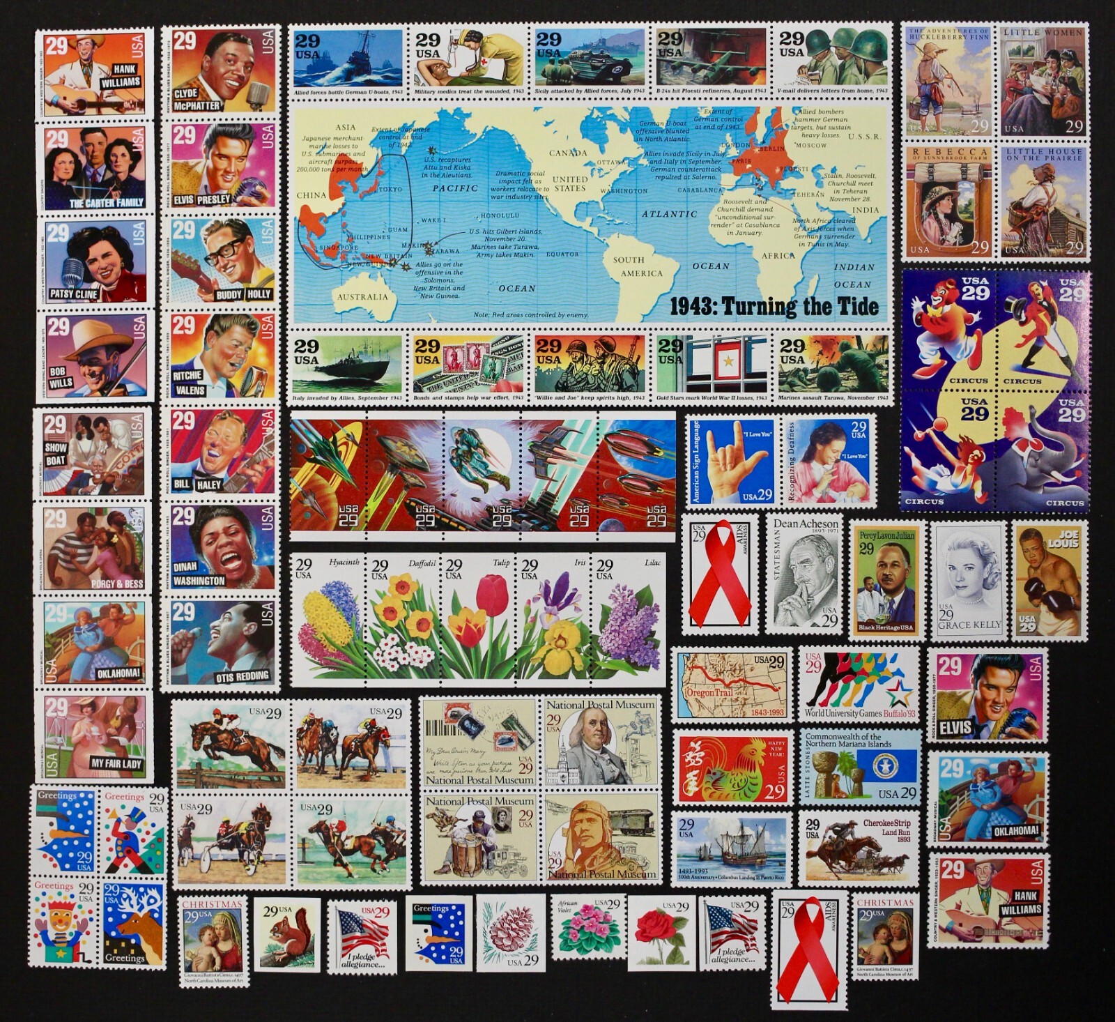 1993 U.S. Commemorative Year Set 81 diff stamps incl. WII Sheet + extras Mint NH 1993 U.S. Commemorative Year Set 81 diff stamps incl. WII Sheet + extras Mint NH