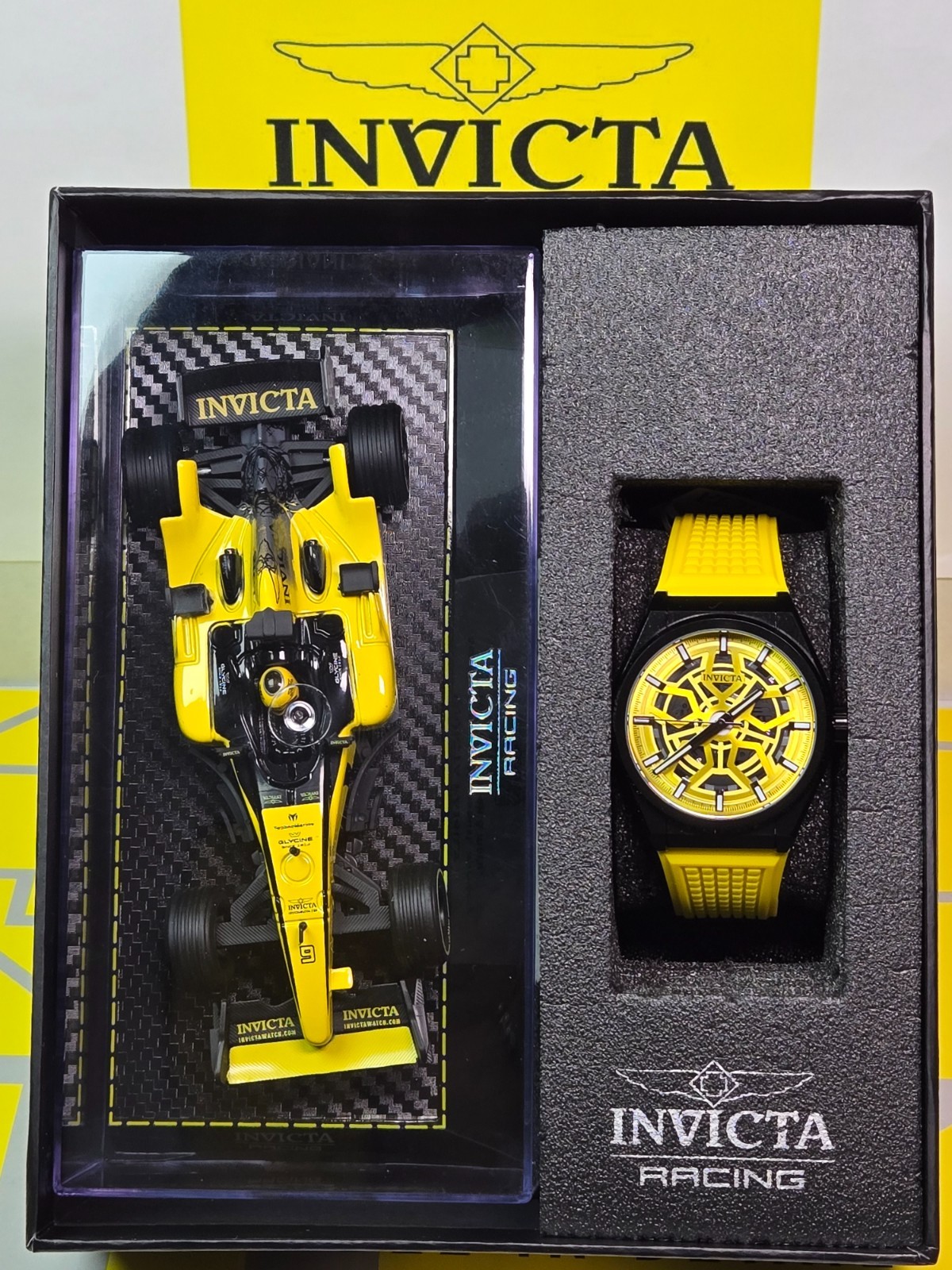 Invicta Special Edition Replica Racing Car w/ Invicta Speedway Rim 46mm Bundle
