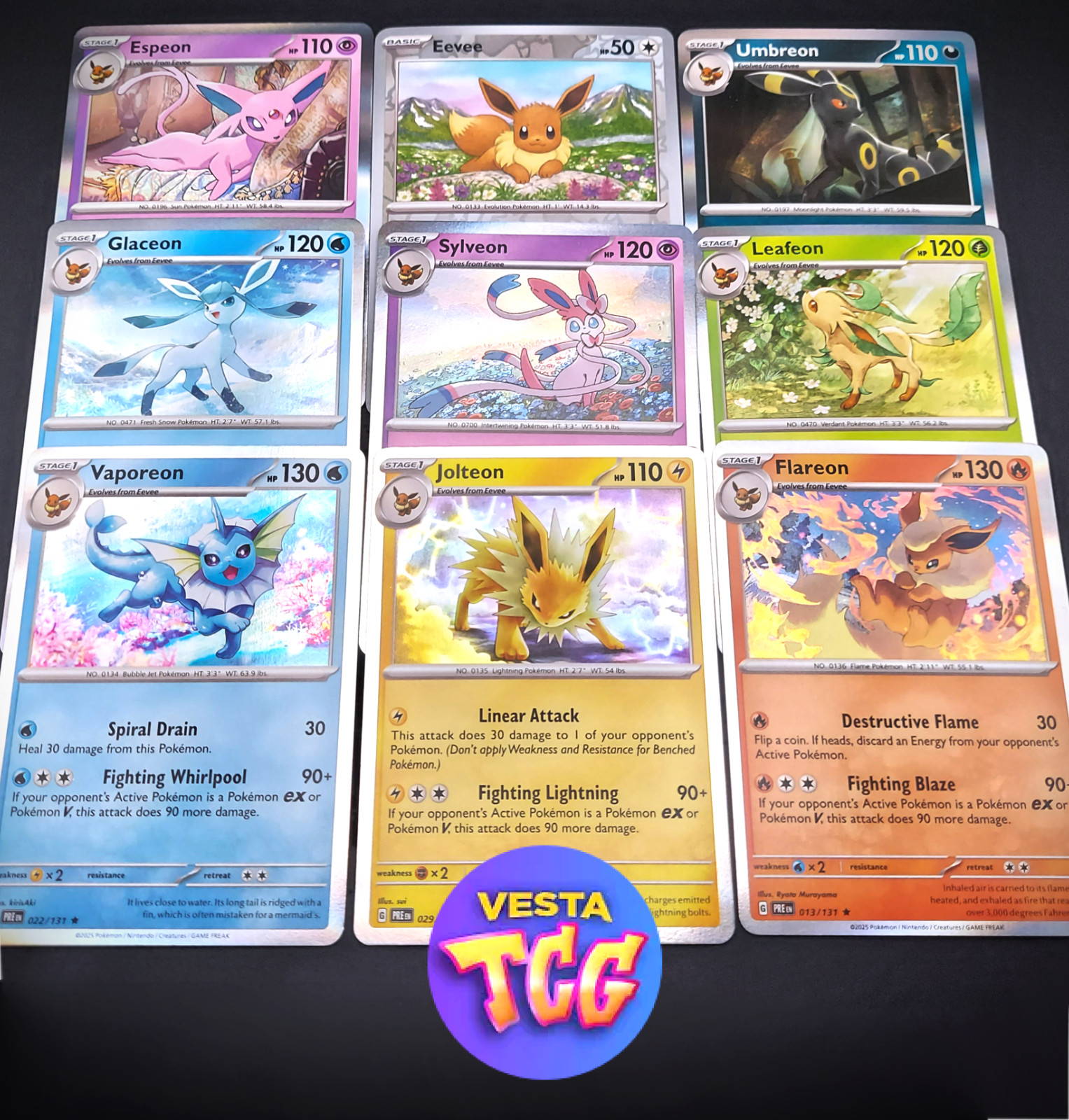 Pokemon TCG Eevee Set Prismatic Evolutions Eevee Collection All Holo Near Mint