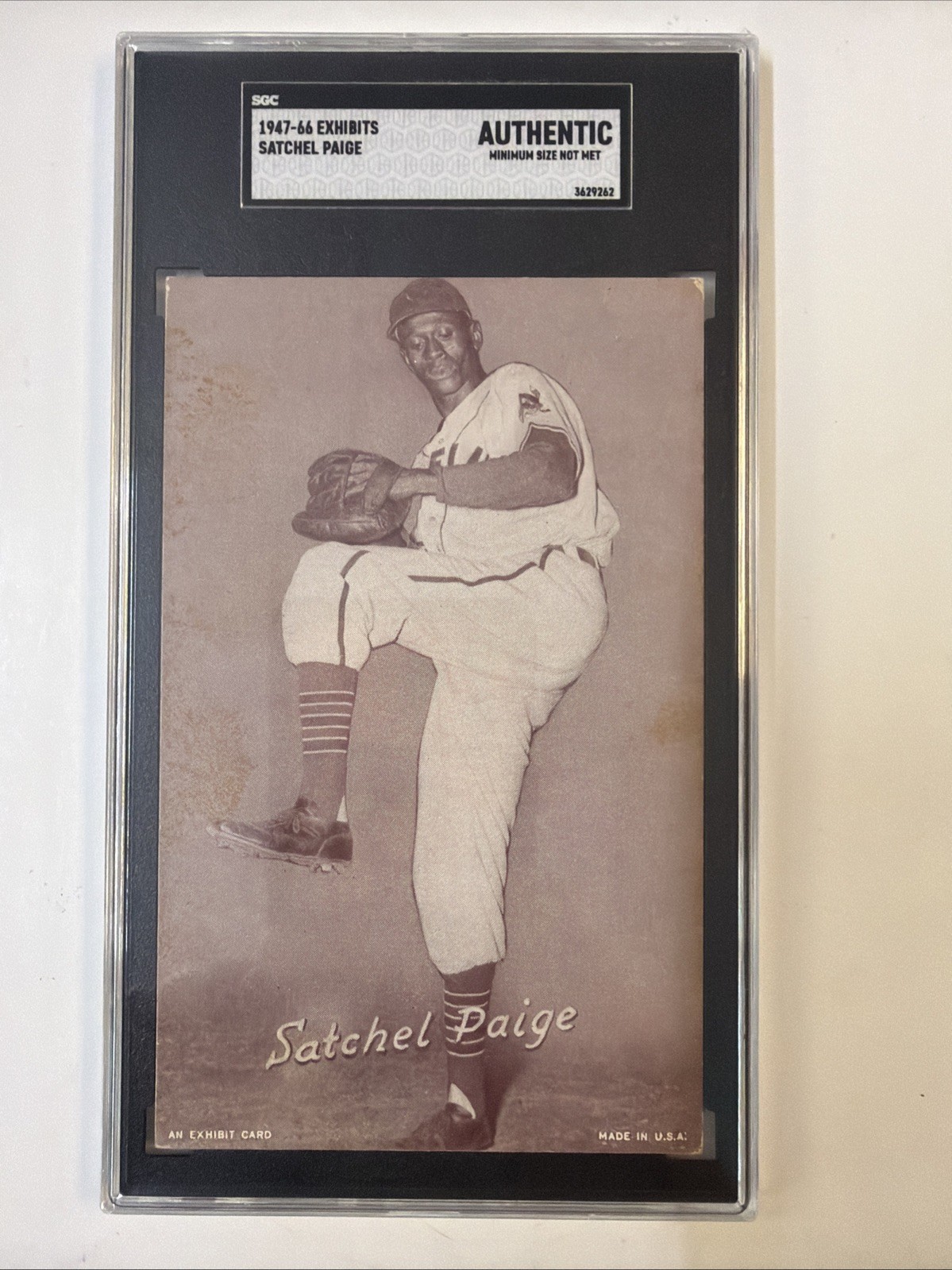 1947-66 Exhibits Satchel Paige SGC A Authentic Cleveland Indians ￼*
