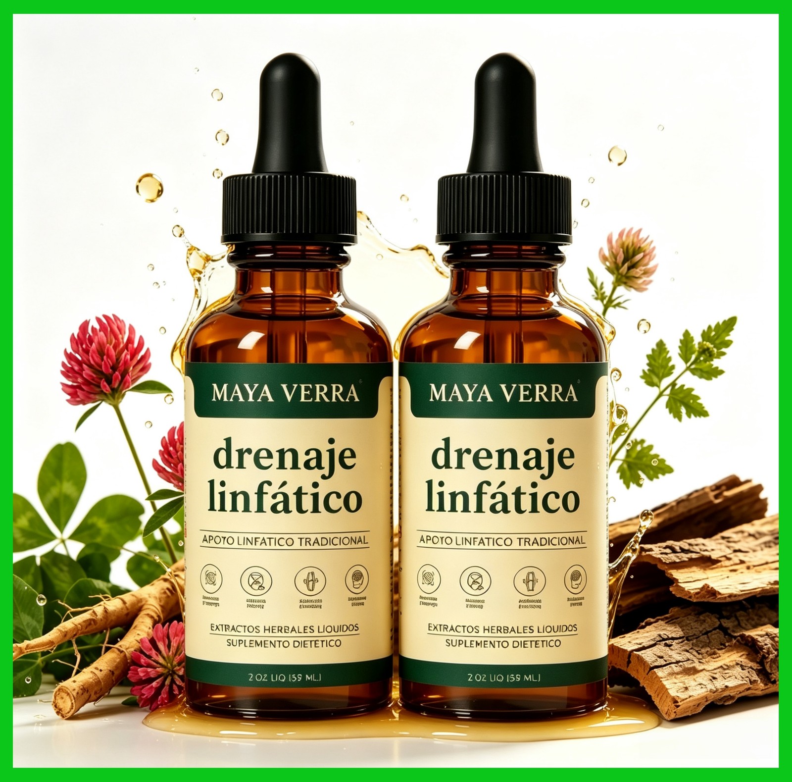 2x Mayaverra Lymphatic Drainage Drops, Natural Original, 2oz/59ml
