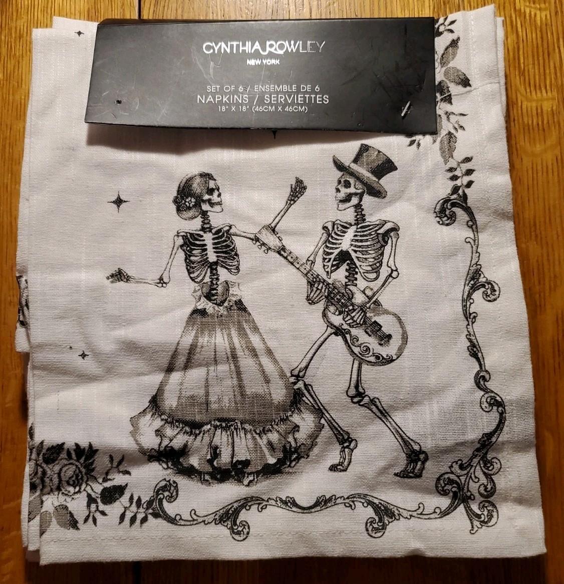 Cynthia Rowley Halloween 🎃 Dancing Skeletons 6-Pack COTTON Napkins 18 Cynthia Rowley Halloween 🎃 Dancing Skeletons 6-Pack COTTON Napkins 18