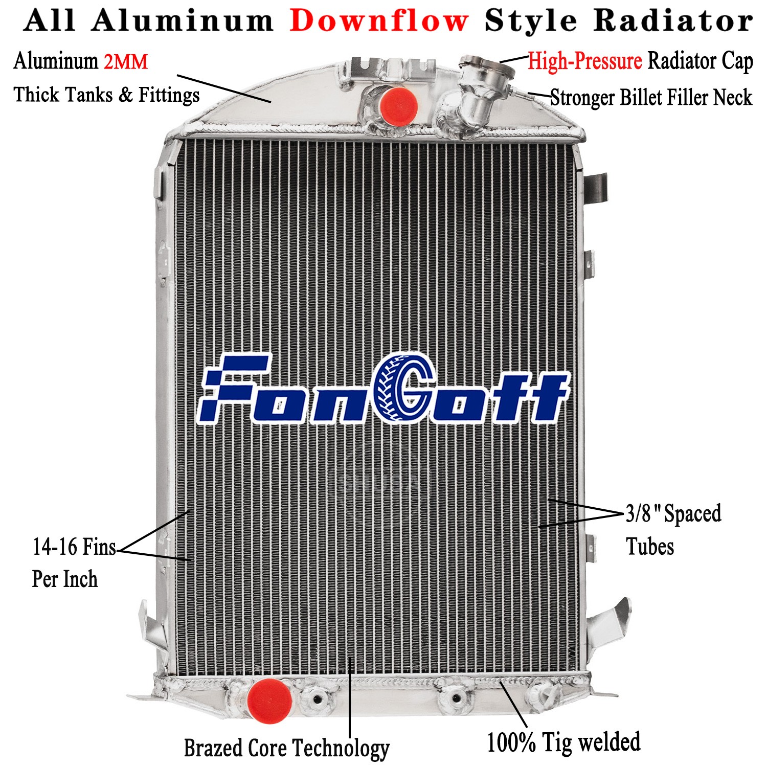 Aluminum 3 Rows Radiator for 1930-1931 Ford Model A Base Ford V8 Conversion 3.3L