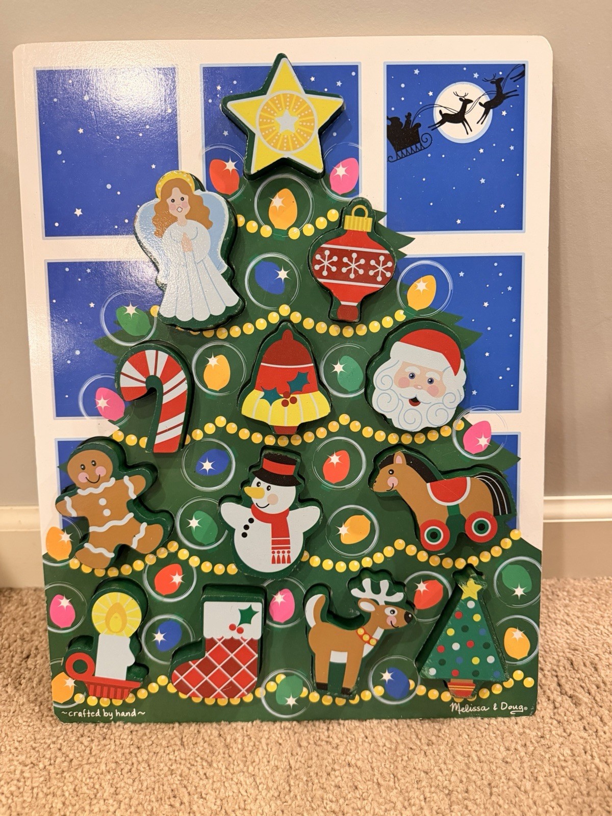 Melissa & Doug Christmas Tree Wooden Puzzle w/ Ornament 13 Pieces #3718