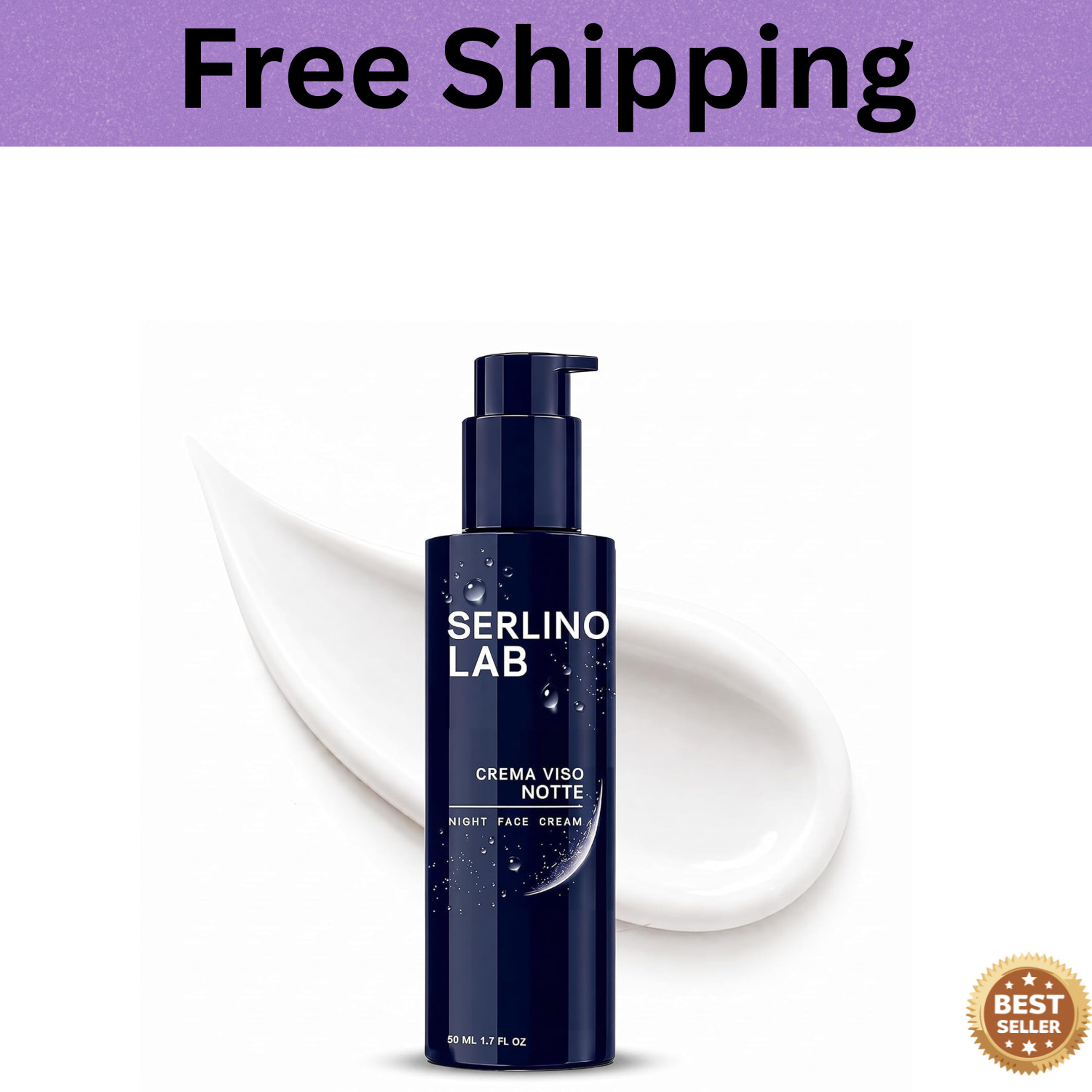 Serlino Lab Men\'s Anti-Aging Night Face Cream - Retinol & Hyaluronic Acid Daily