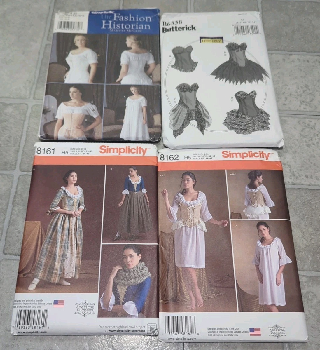Simplicity American Duchess History Historian Costume Sewing Patterns Lot Of 4