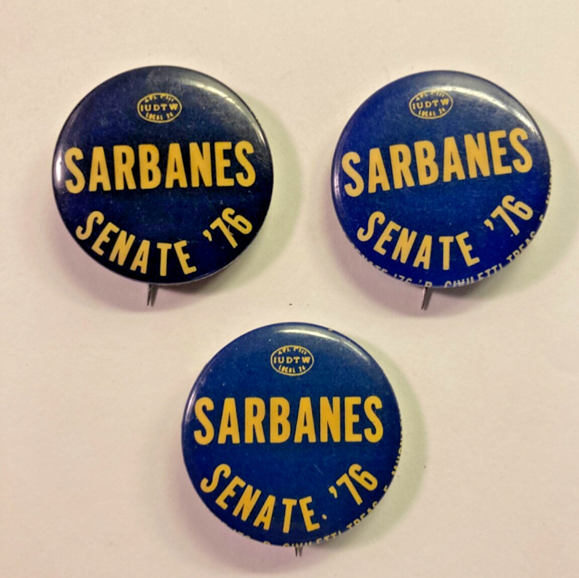 Lot of 3 Sarbanes Senate ‘76 Buttons Lot of 3 Sarbanes Senate ‘76 Buttons
