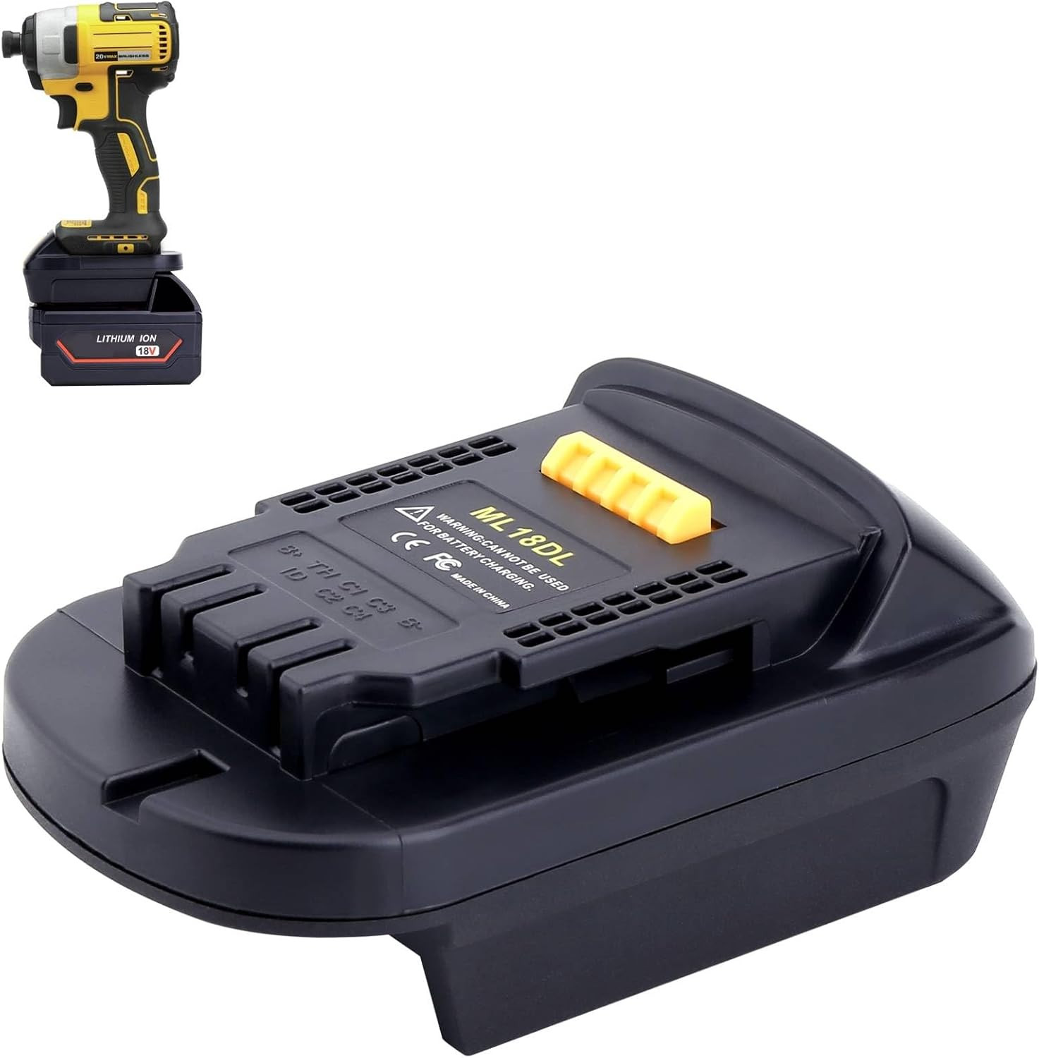 New 1 Pack ML18DL Battery Adapter For Milwaukee M18 Battery to Dewalt 20V Tools