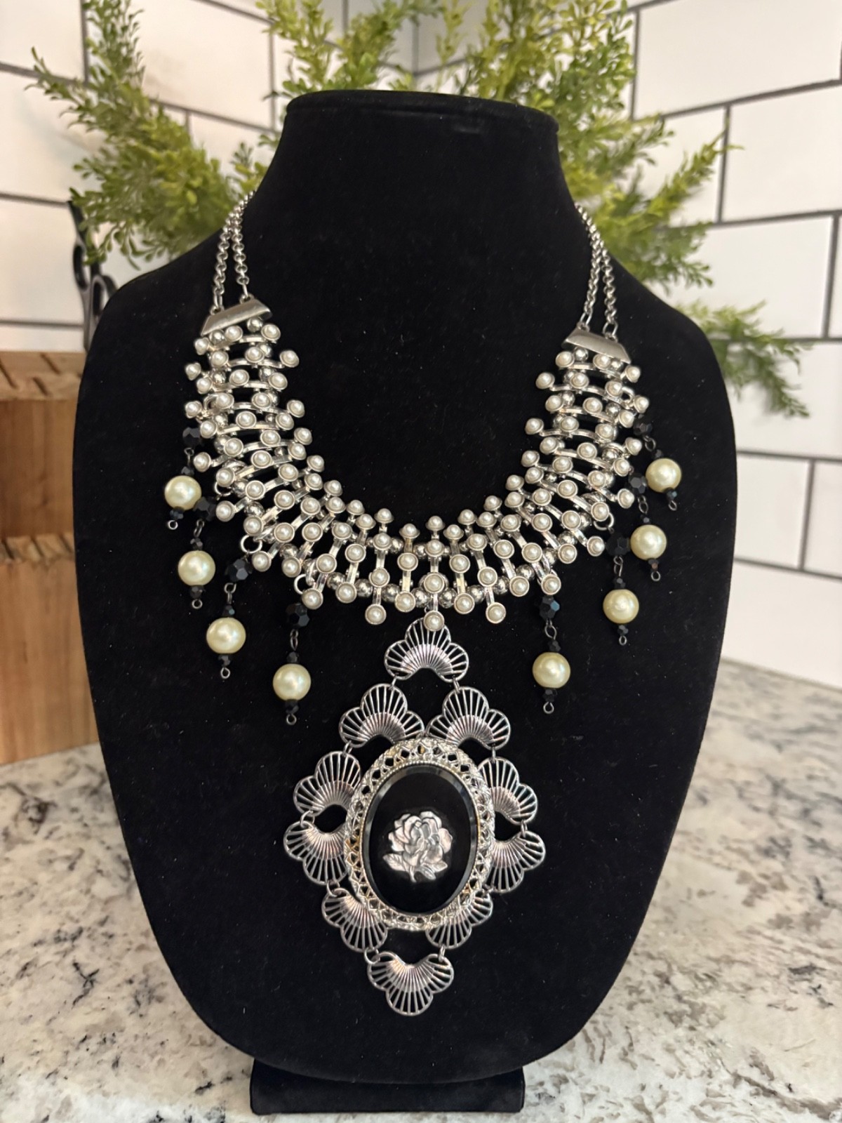Vintage Sarah Coventry & Cameo Statement Necklace-Repurposed & 1 of a Kind Vintage Sarah Coventry & Cameo Statement Necklace-Repurposed & 1 of a Kind