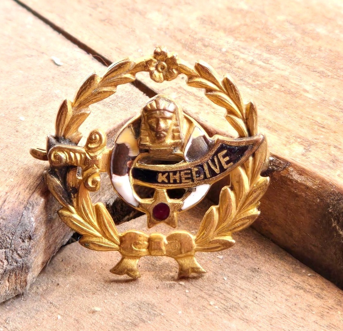 Vintage Shriners Khedival Temple Lapel Pin Enamel Masonic Fraternal Badge sphinx