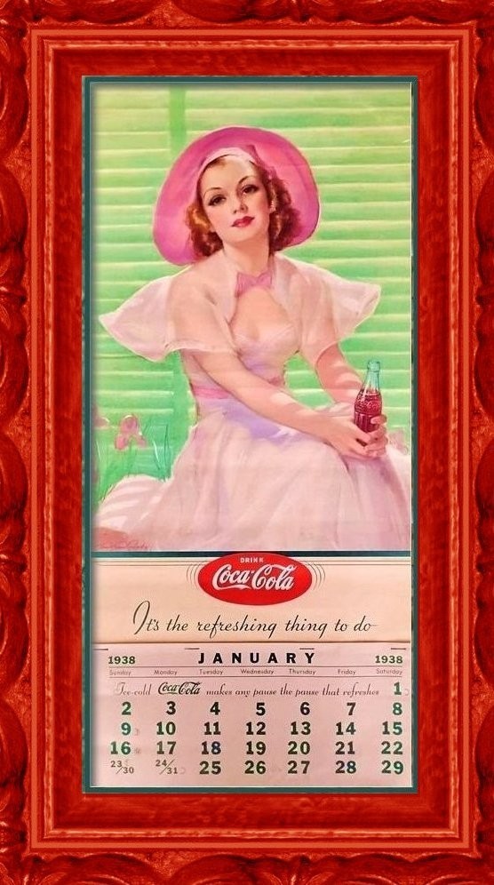 😲 VINTAGE ORIGINAL 1938 COCA COLA 12 MONTH PINUP GIRL CALENDAR COKE POSTER ART