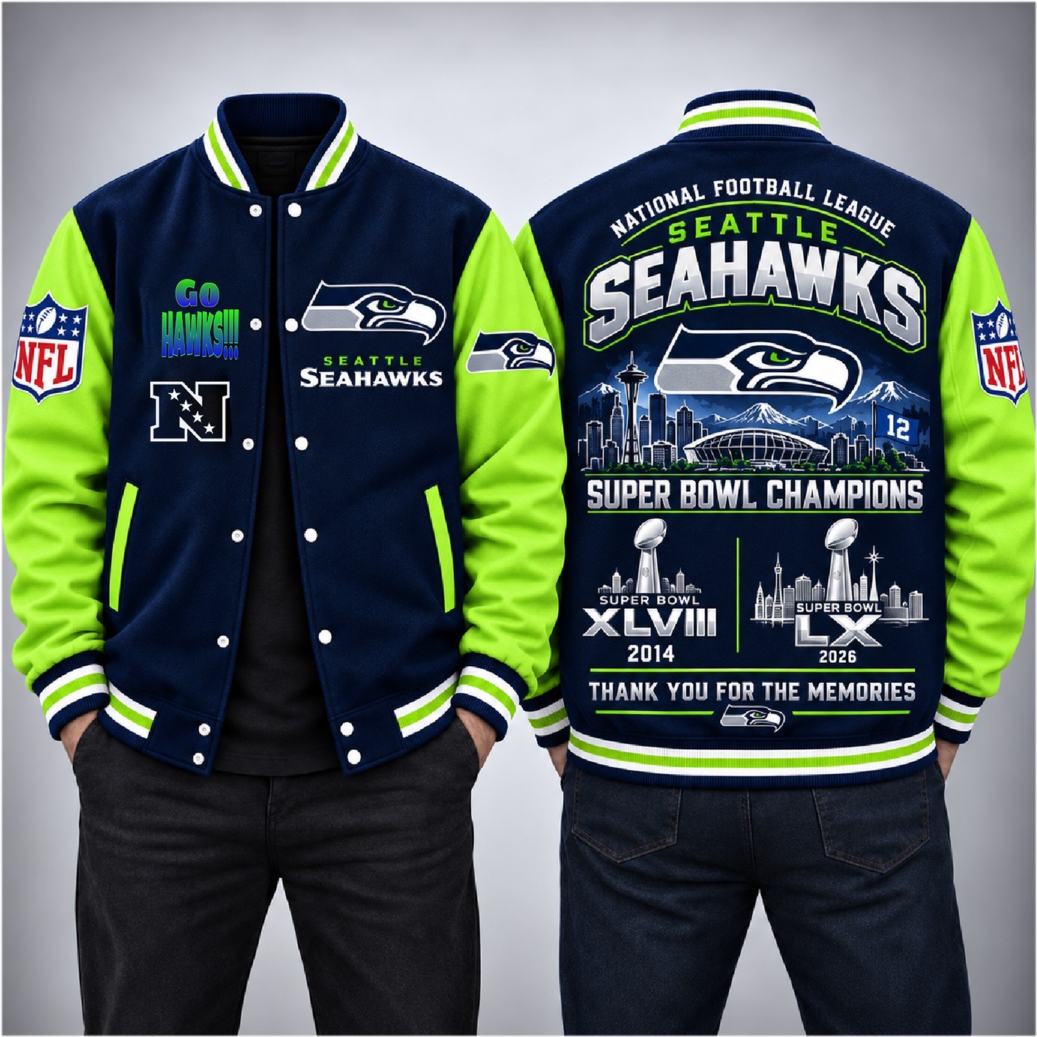 Seattle Seahawks Football Baseball Jacket