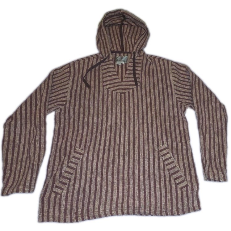 The Territory Ahead Mens Large L Striped 100% Cotton Baja Hoodie Pullover Surf