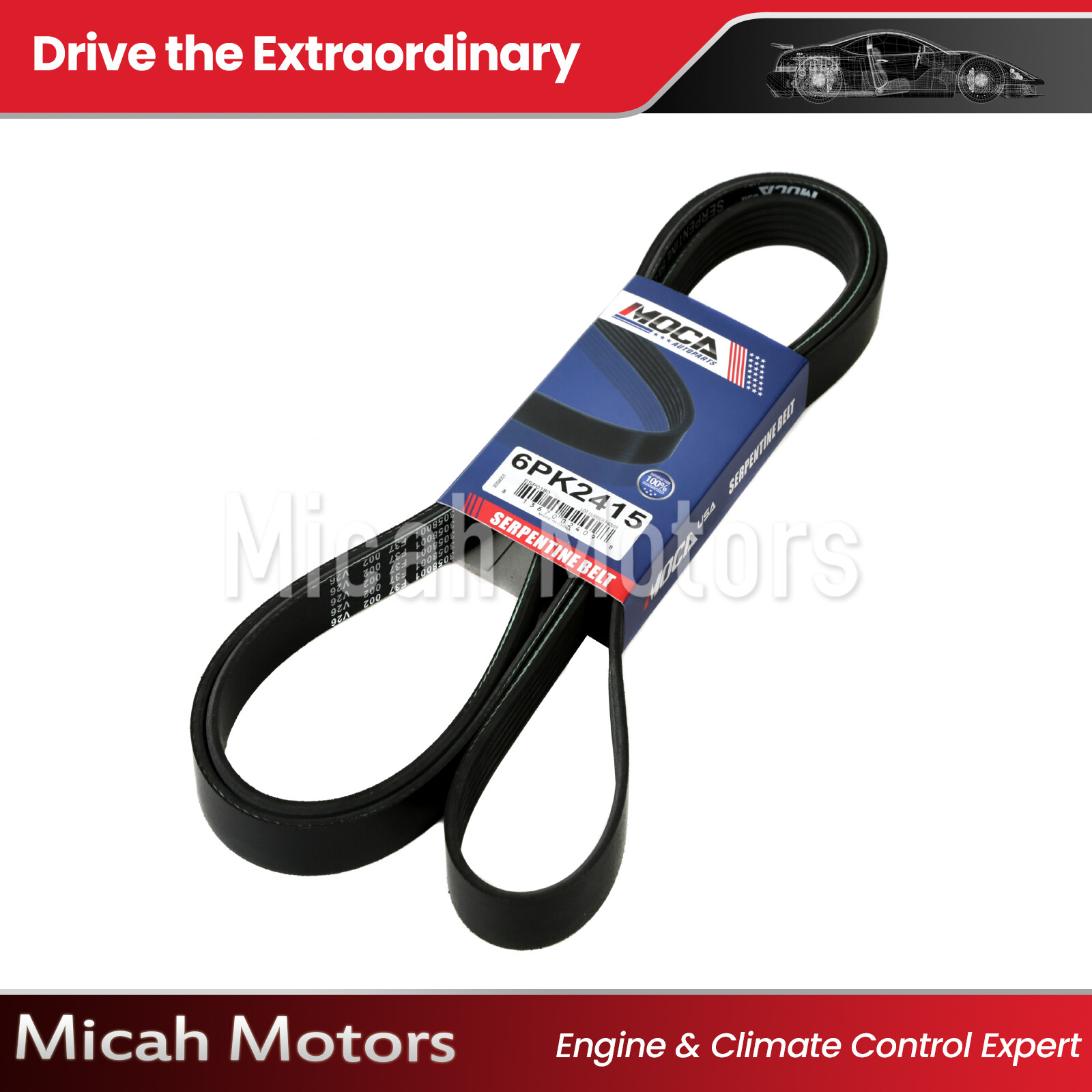 EPDM Serpentine Belt 6PK2415 for Chevrolet GMC Audi Cadillac 4.3L 5.0L 5.7L