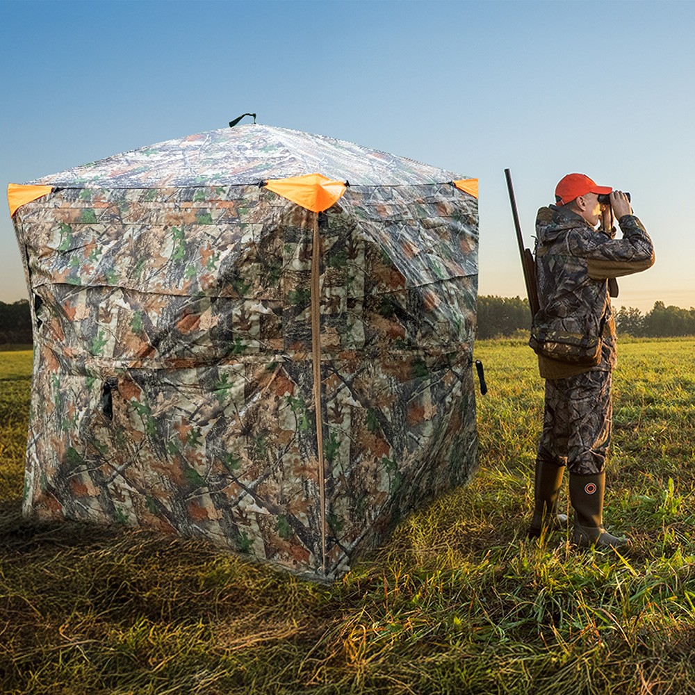 Portable Pop‑Up 270°See‑Through Ground Blind Quick Setup for Deer&Turkey Hunting