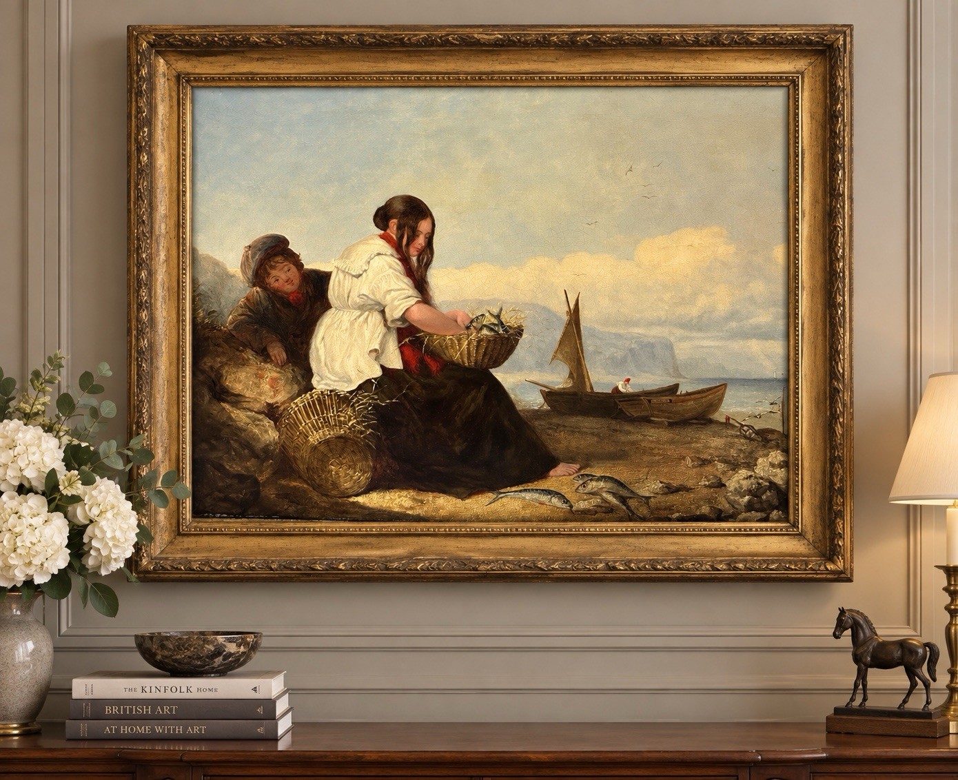 Circle of William Collins RA (1788-1847) Fisherfolk on the Shore Oil Painting