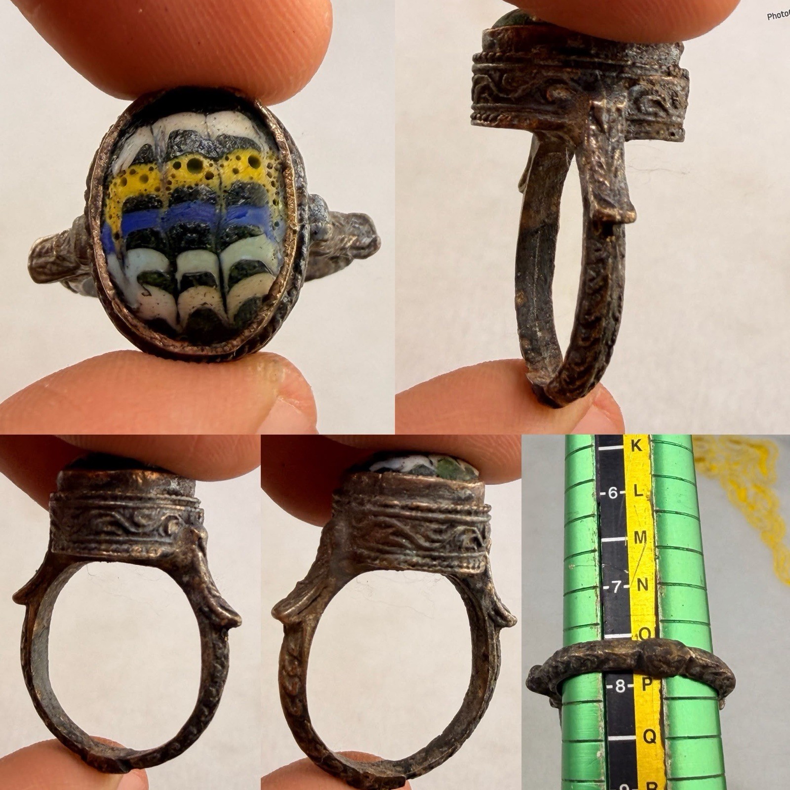 Rare Found Ancient Roman Mosaic Glass Rare Ring