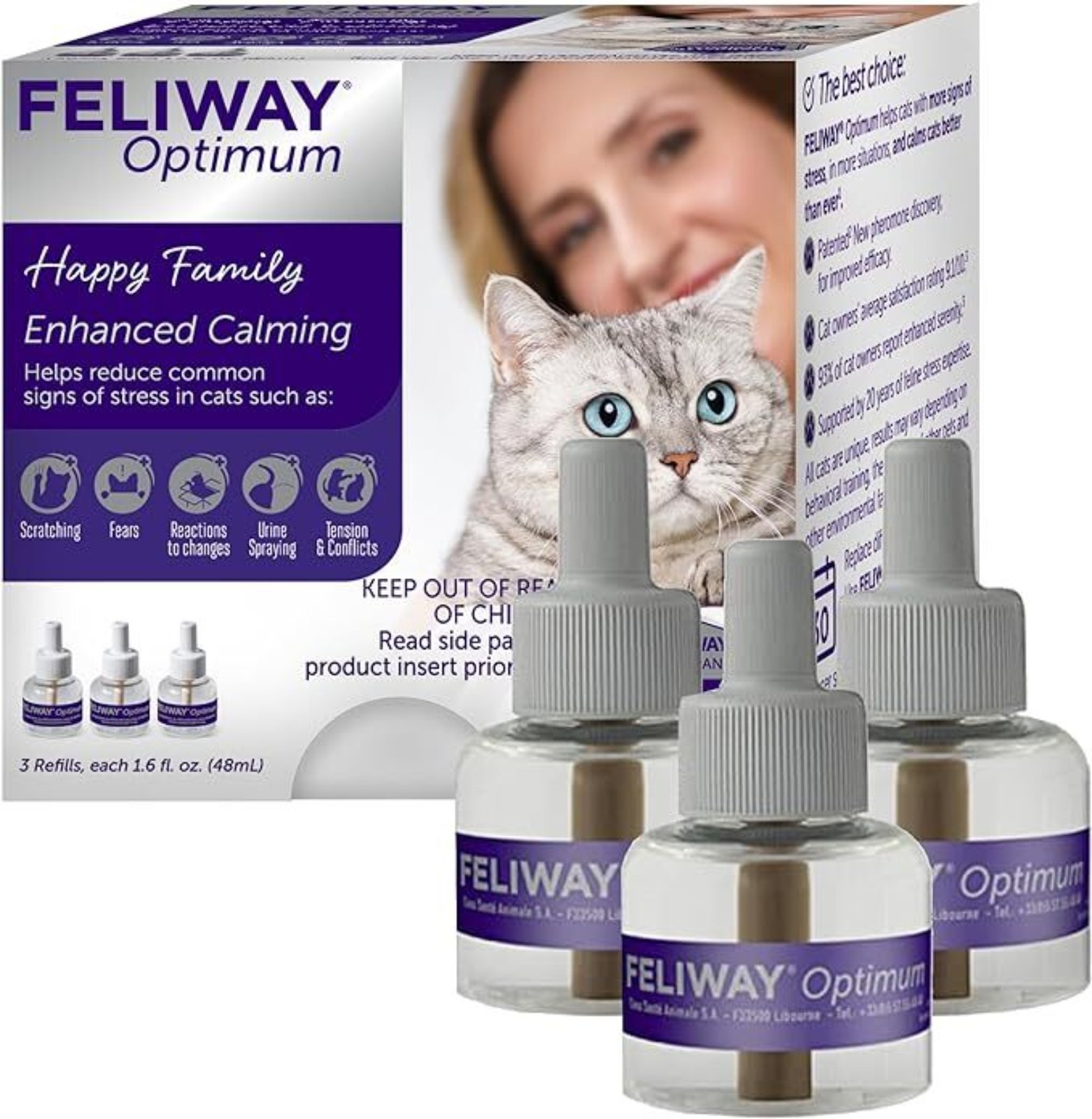 (Pack of 3) FELIWAY Optimum, Enhanced Calming Pheromone 30-day Refill EXP 2028 (Pack of 3) FELIWAY Optimum, Enhanced Calming Pheromone 30-day Refill EXP 2028