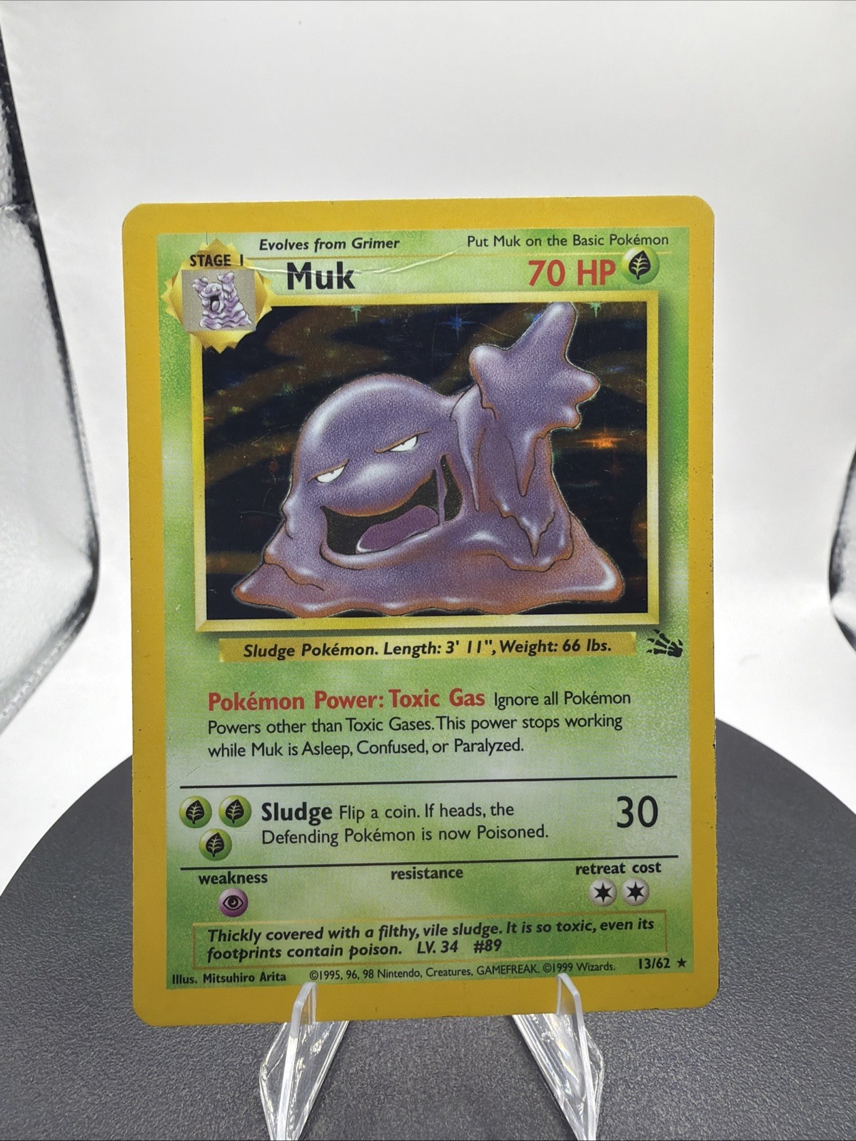 Muk 13/62 Fossil Holo Rare Unlimited English 1999 Pokemon TCG Muk 13/62 Fossil Holo Rare Unlimited English 1999 Pokemon TCG