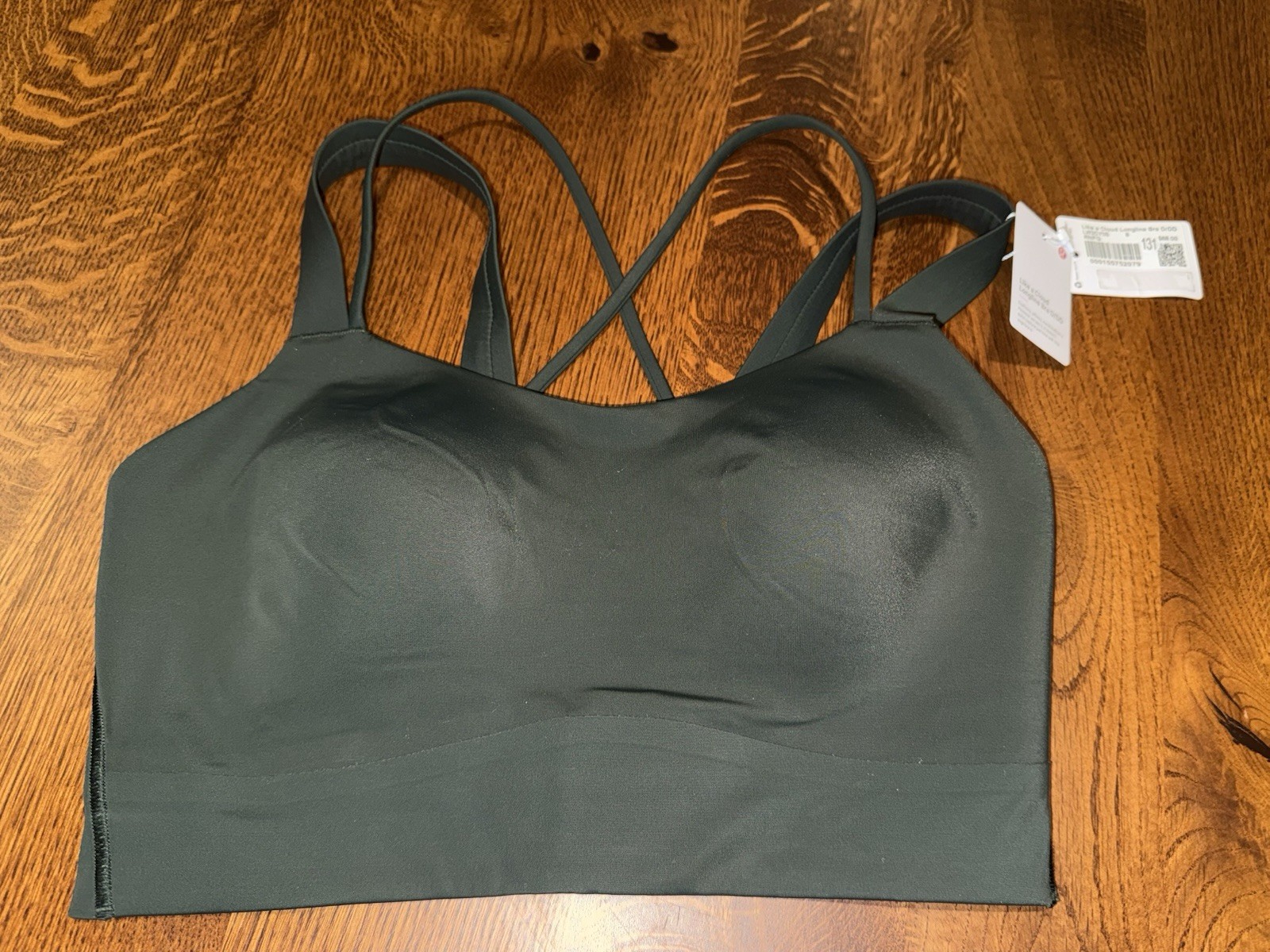 Lululemon Like a Cloud Longline Sports Bra 8 D/DD Green Ribbed Wireless Yoga