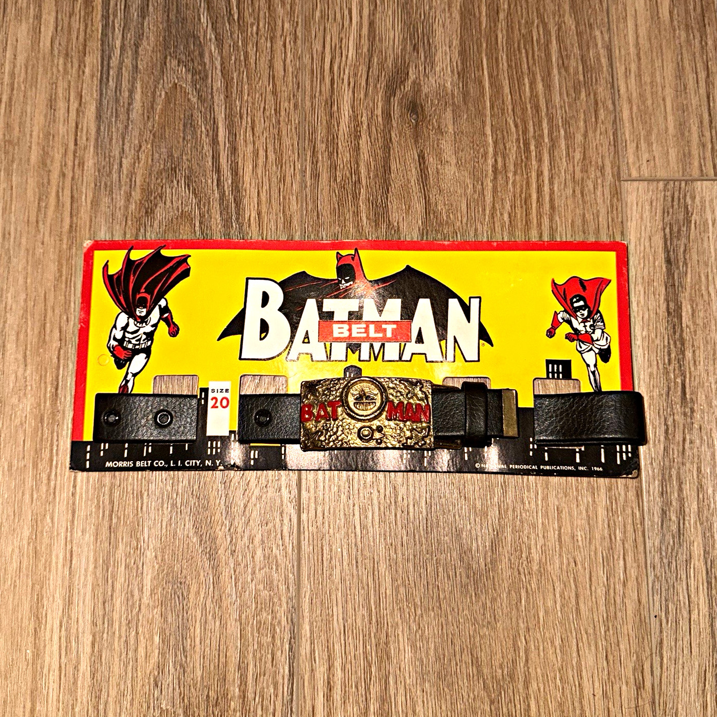 Vintage 1966 Batman Belt by Morris Belt Co.  On Original Card (Unpunched)