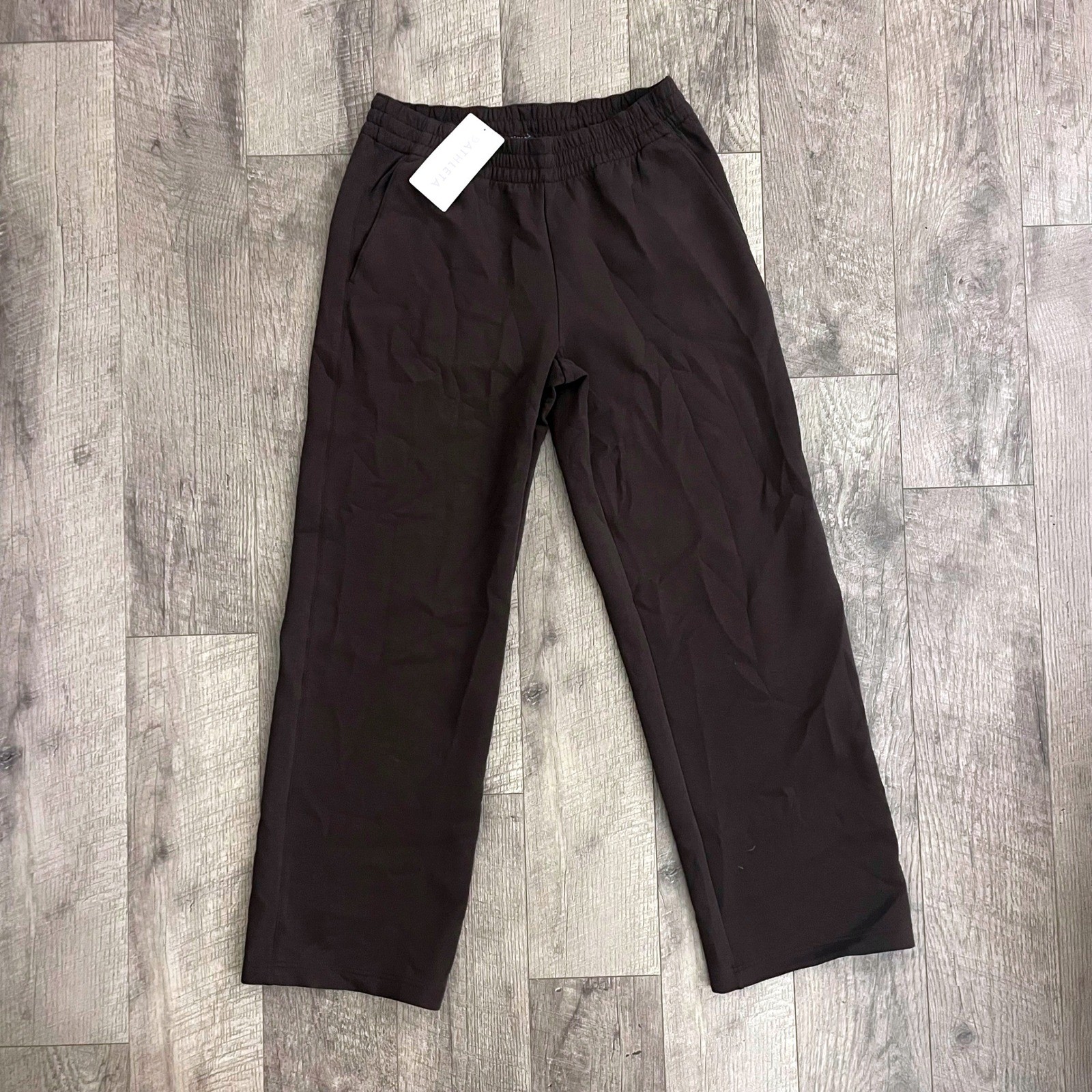 Athleta Form Knit Straight Pant Brown High Rise Recycled Cotton Stretch Medium
