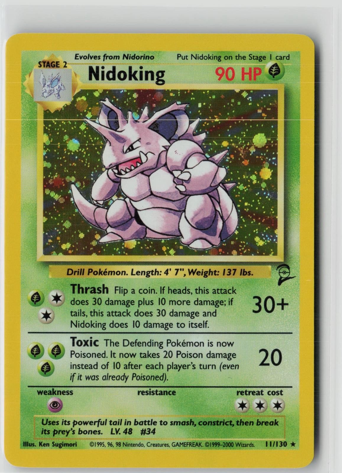 Nidoking 11/130 Holo Rare Base Set 2 Pokemon Near Mint