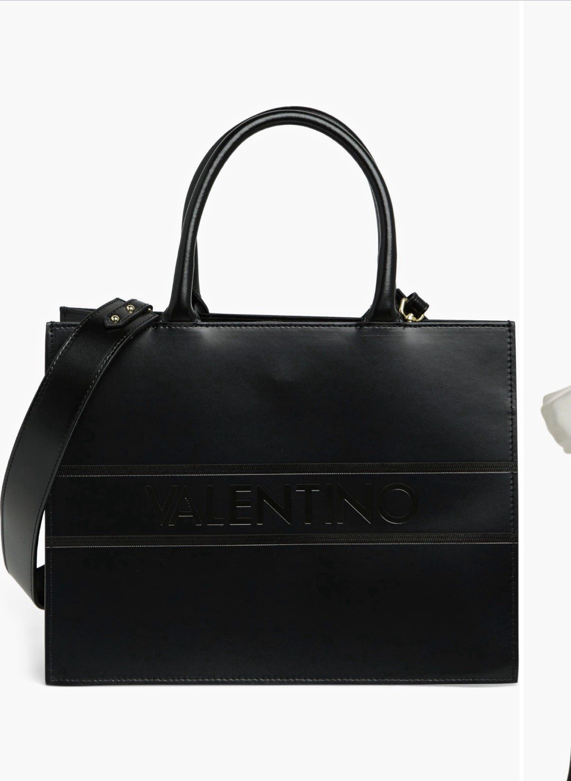 Valentino by Mario Valentino Black Medium Tote Logo, Detachable Strap, Pockets Valentino by Mario Valentino Black Medium Tote Logo, Detachable Strap, Pockets
