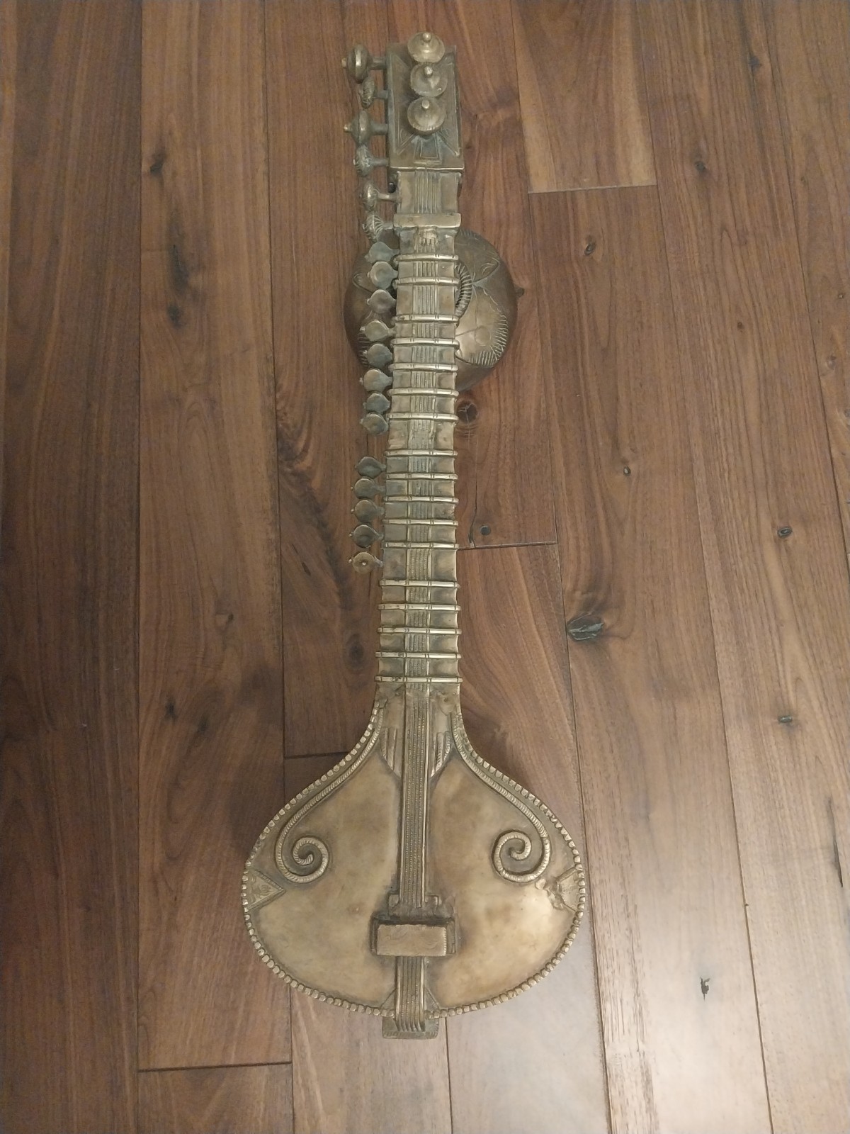 Rare 1950s Handcrafted Indian Brass Sitar–30\