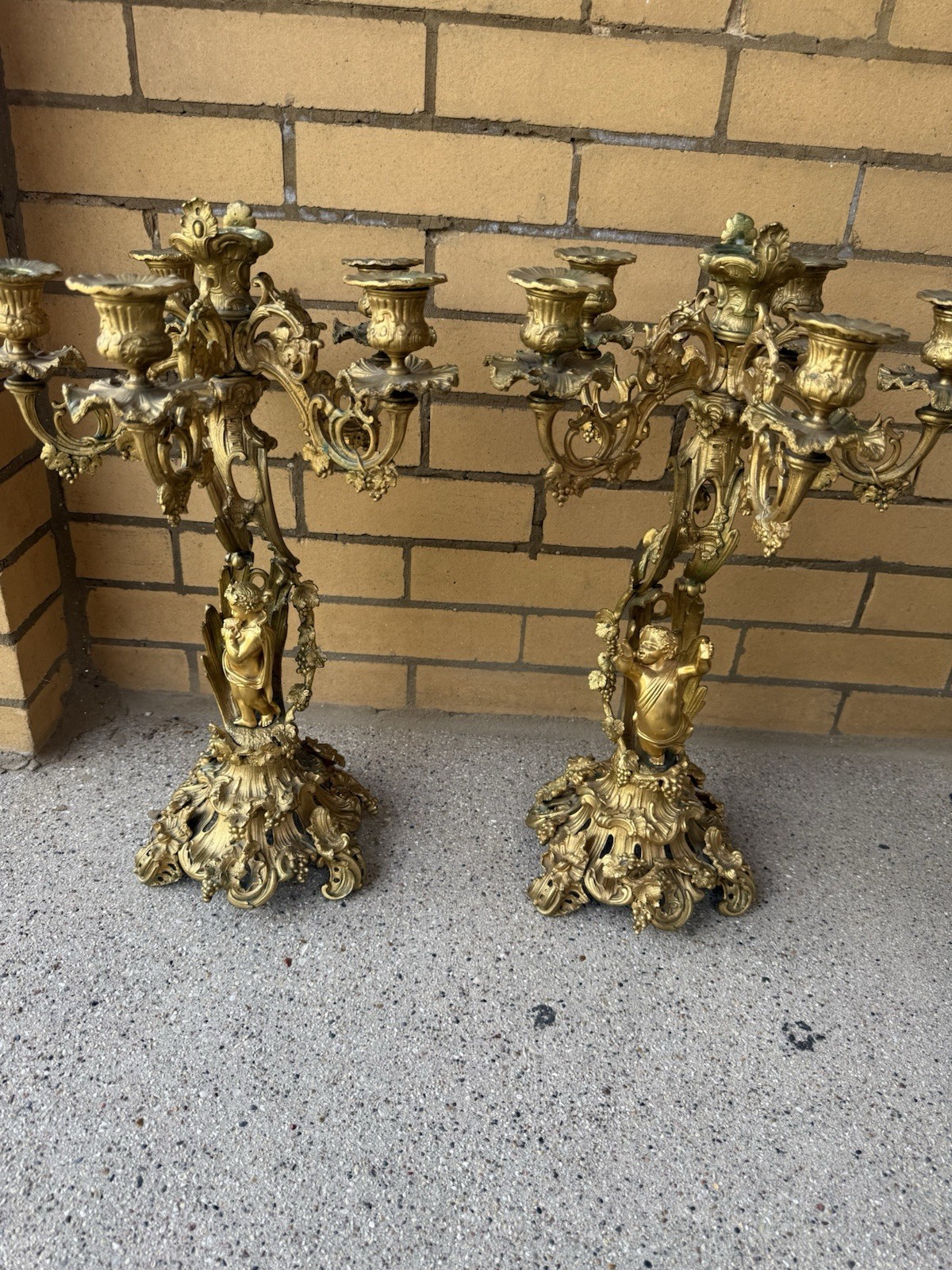 Pair of Antique French Rococo 19th Century Ormolu Louis XV Style Candelabras Pair of Antique French Rococo 19th Century Ormolu Louis XV Style Candelabras