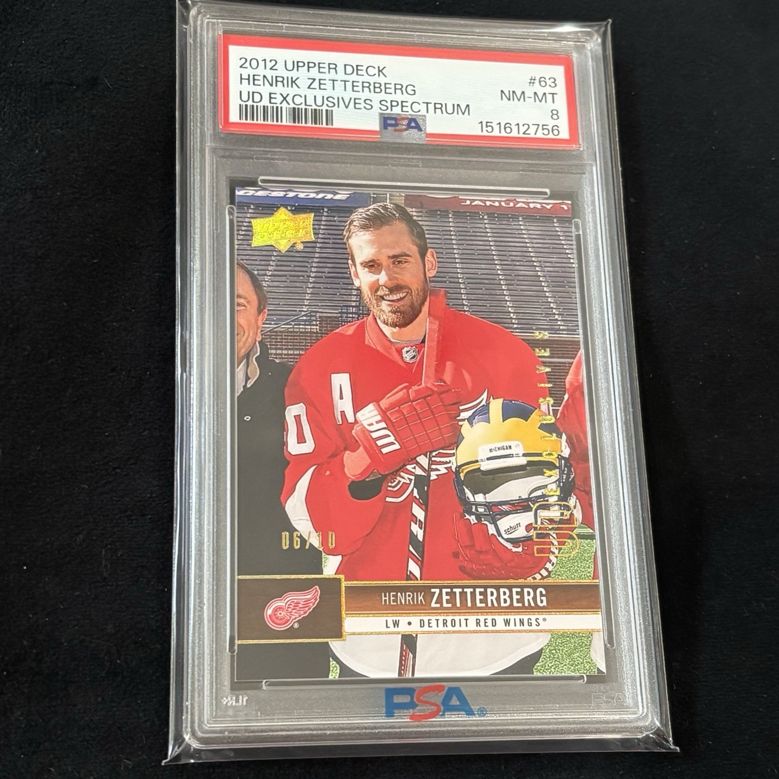 2012 Upper Deck Henrik Zetterberg UD Exclusives Spectrum #63 06/10 PSA 8