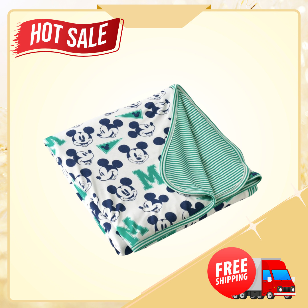 [HOT SALE]Little Sleepies Varsity Mickey Mouse Large Cloud Blanket Disney Bamboo