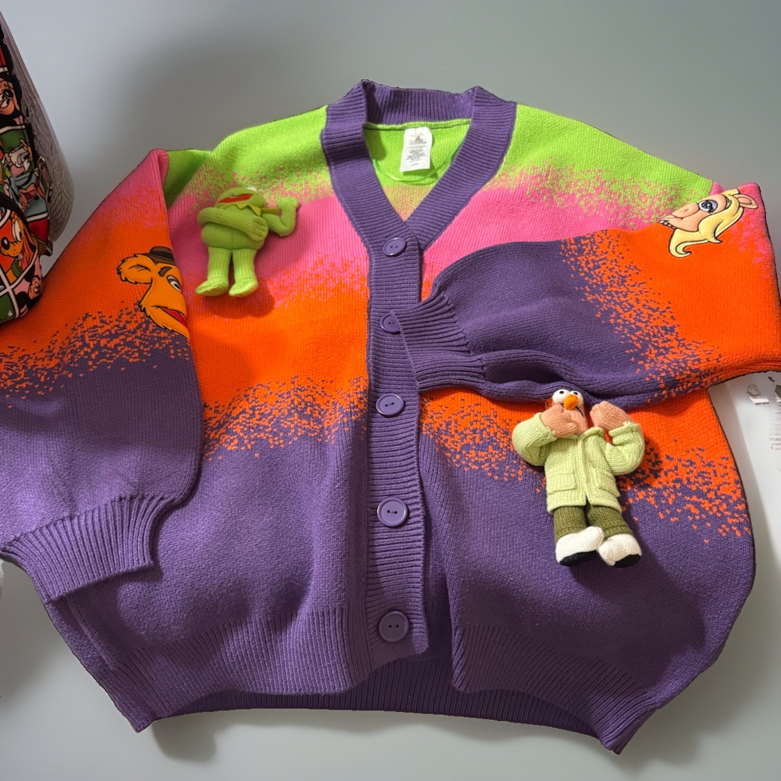 NWT D23 Disney 2026 The Muppet Show Plush Cardigan Sweater 50th Anniversary XL