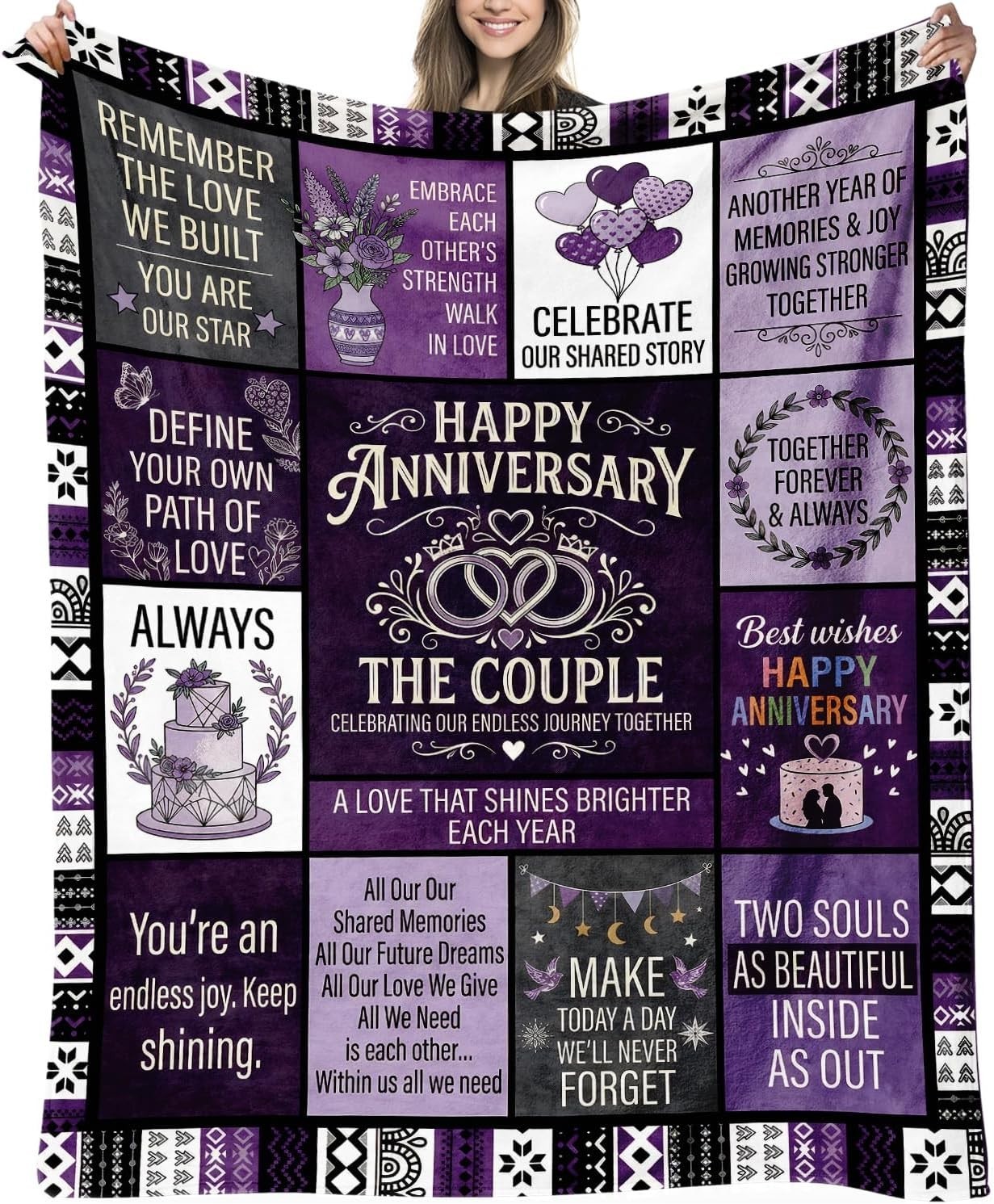 Happy Anniversary Throw Blanket Gifts for Couple Her Him, Wedding Anniversary .. Happy Anniversary Throw Blanket Gifts for Couple Her Him, Wedding Anniversary ..