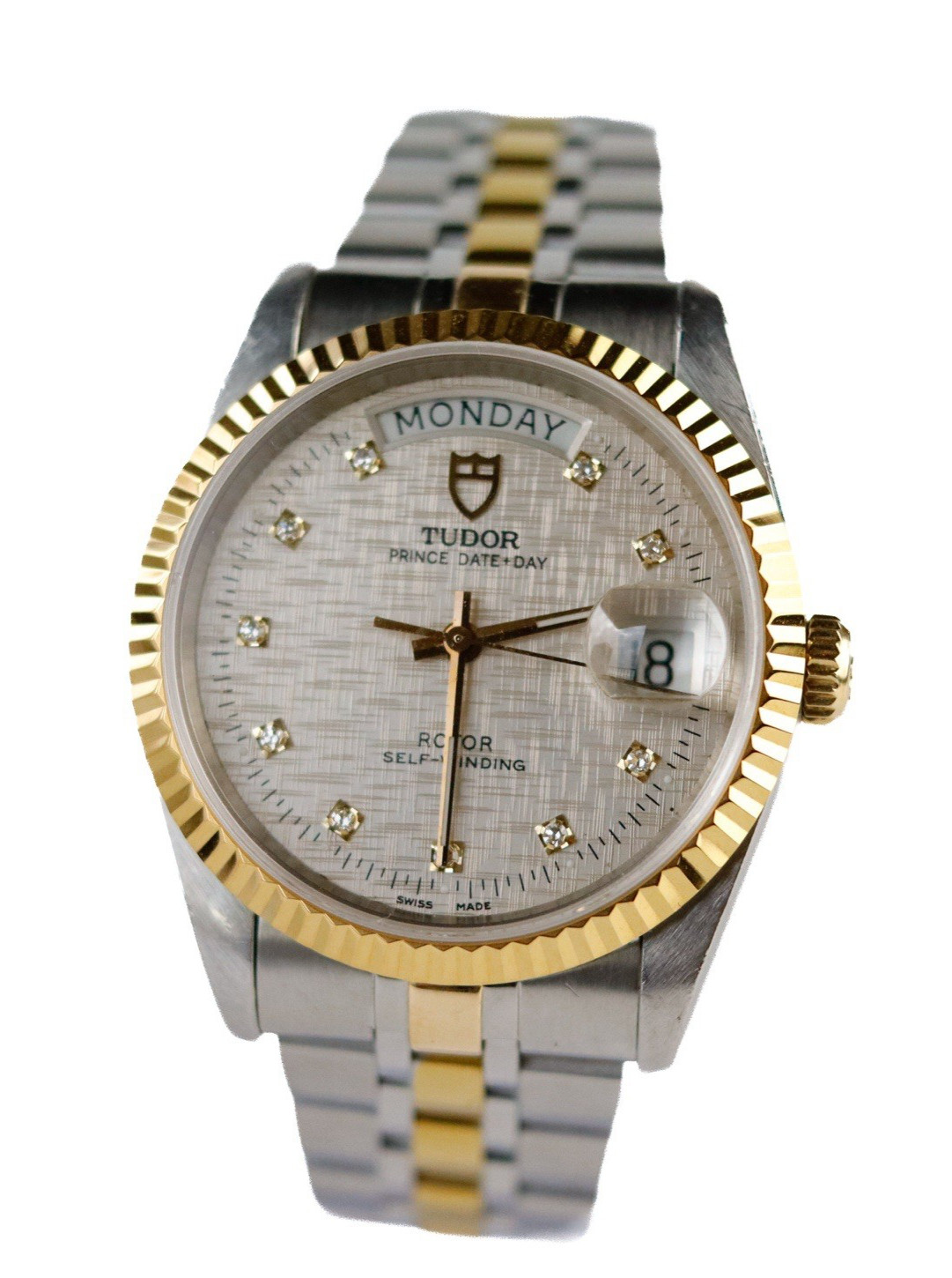 TUDOR PRINCE DATE-DAY REF. 76213 LINEN DIAMOND DIAL TWO-TONE 18K CROWN AUTOMATIC