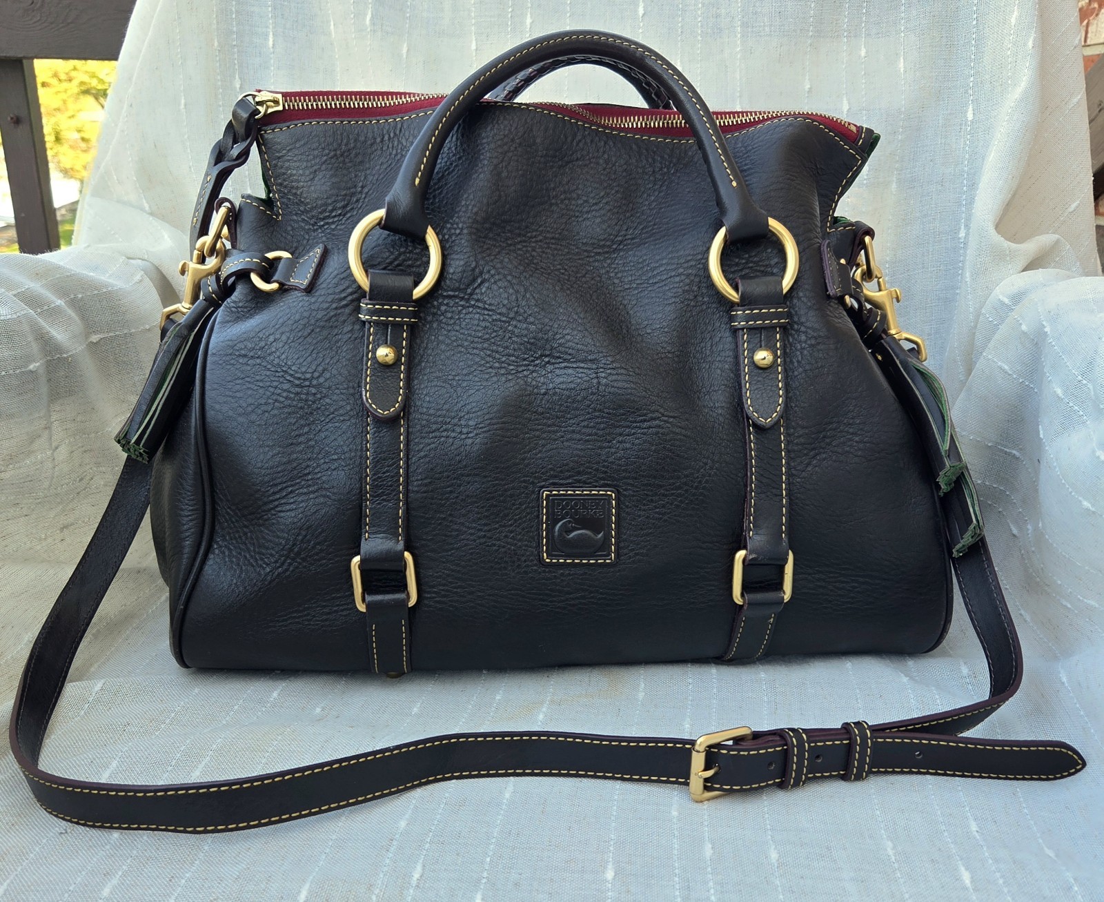 Dooney And Bourke Florentine Large Satchel Purse Bag In Brown Tmoro Leather EUC