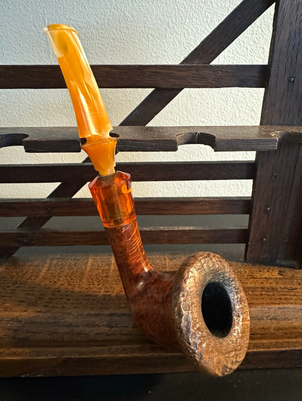 Erik Nording Made in Denmark Freehand Briar Tobacco Pipe Amber Acrylic Stem Erik Nording Made in Denmark Freehand Briar Tobacco Pipe Amber Acrylic Stem