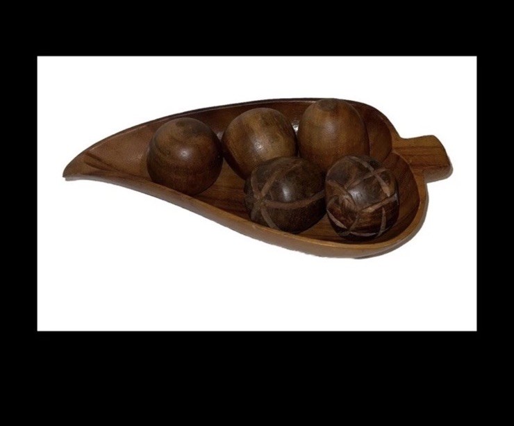 Nice MCM Vintage Wooden Bowl Of Fruit