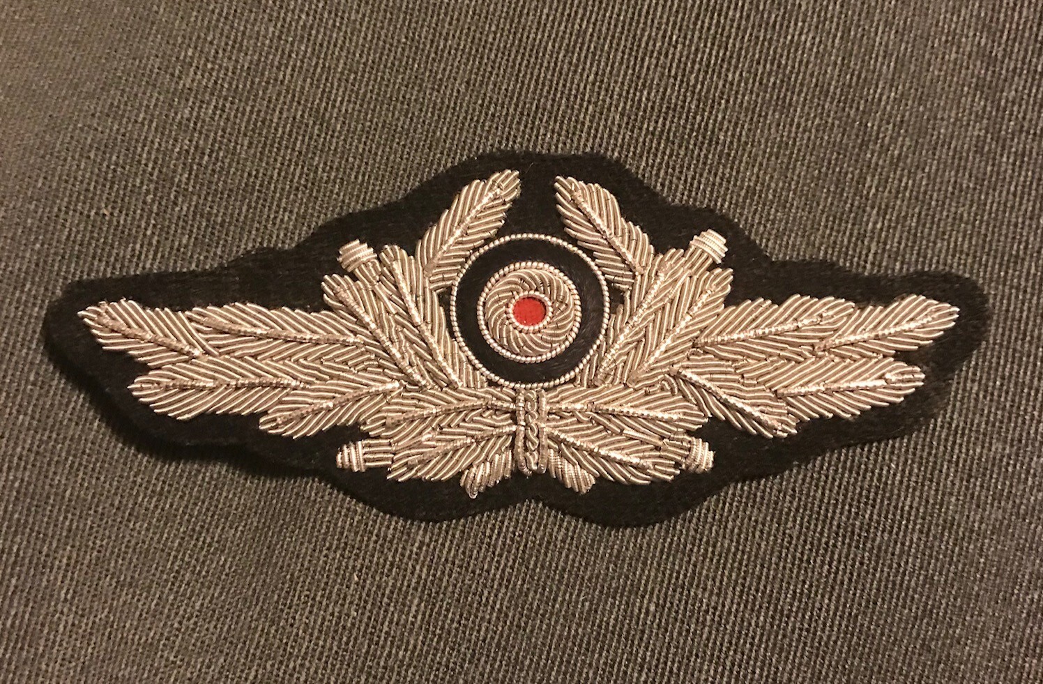 WWII GERMAN DIPLOMATIC OR GOVERNMENT OFFICIAL OFFICER SILVER BULLION CAP WREATH
