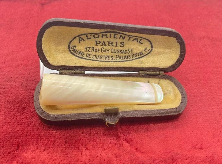 Antique French Cheroot Cigarette Holder AL 'Oriental Paris Palais Royal Case