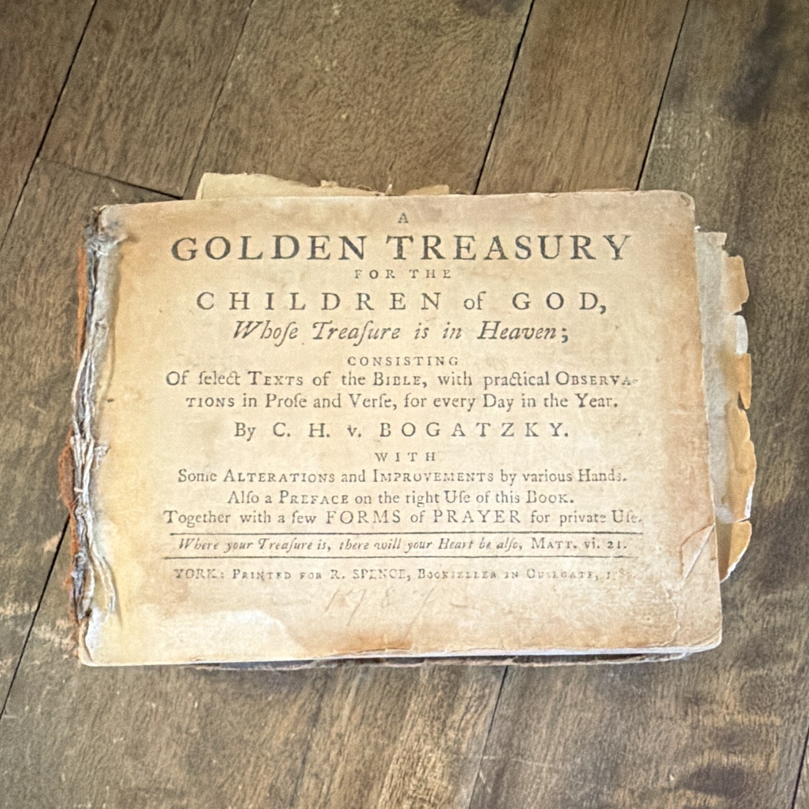 Bogatzky A Golden Treasury for the Children of God Leather K Spence 1798