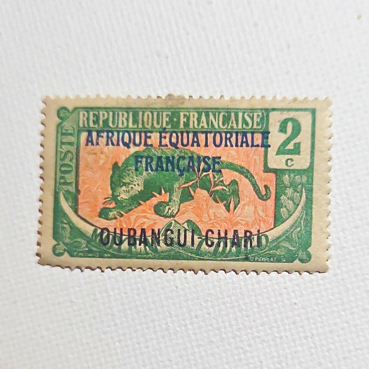 France & Colonies Congo Oubangui-Chari 2c Pre-Decimal Used Stamp Green Orange France & Colonies Congo Oubangui-Chari 2c Pre-Decimal Used Stamp Green Orange