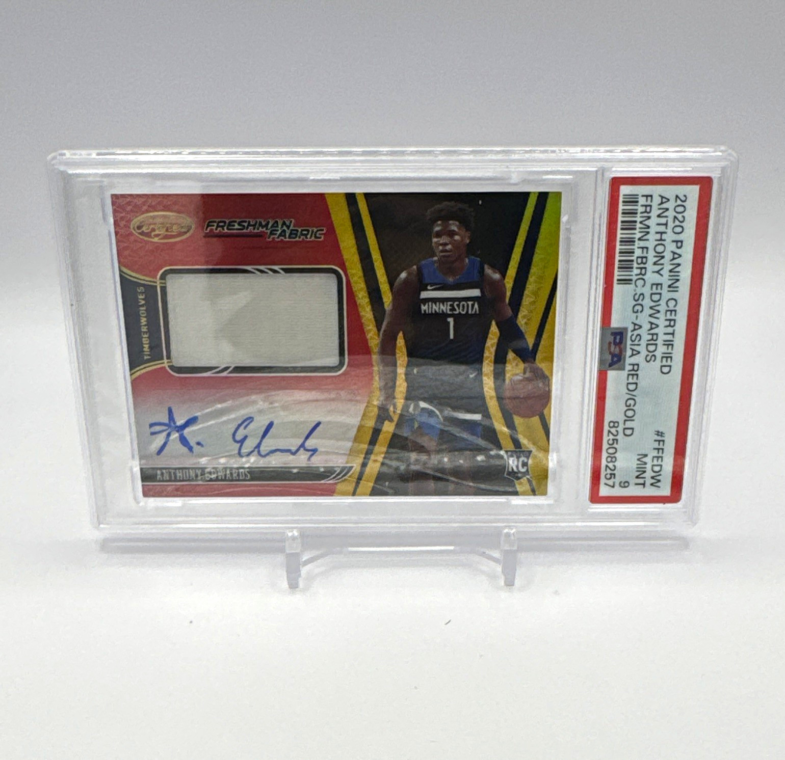 Panini 2020-21 Certified Anthony Edwards FF-EDW RC Patch Auto Red/10 PSA Panini 2020-21 Certified Anthony Edwards FF-EDW RC Patch Auto Red/10 PSA