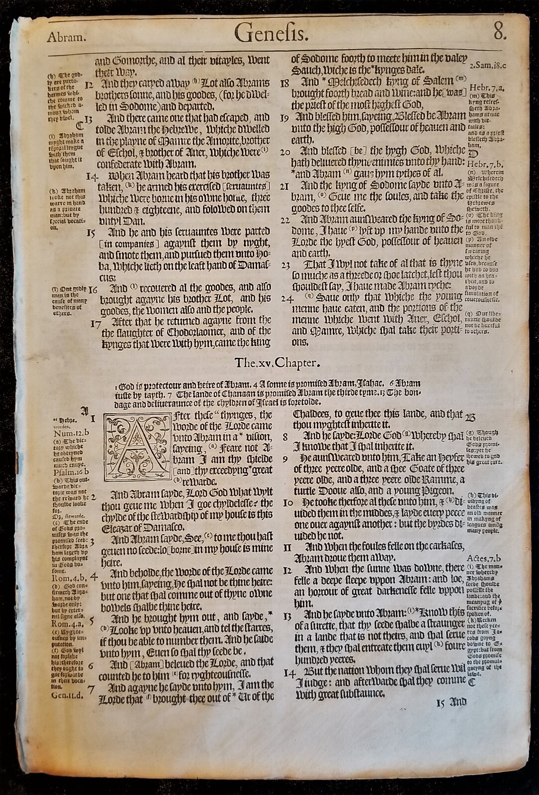 1572 Bishops Bible Leaf, 2nd Folio Edition ~WE CHOOSE~